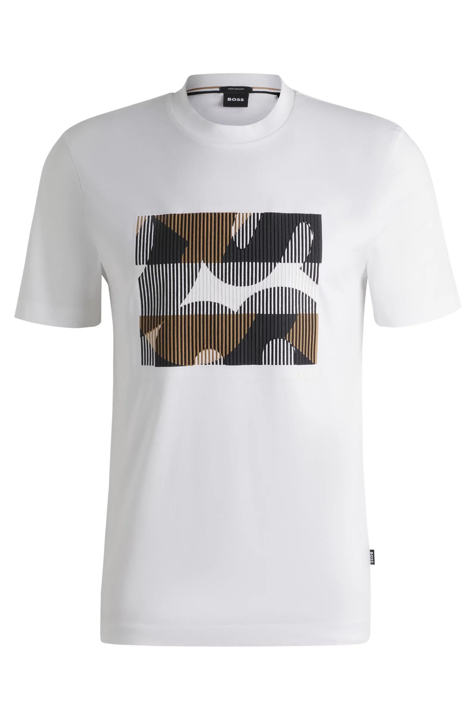 T-shirt in cotone mercerizzato con grafica del marchio 50531862 100 BOSS 