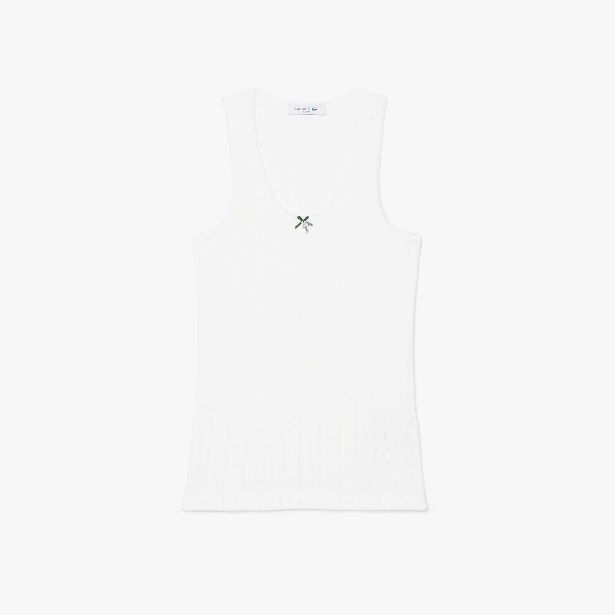 Canotta slim fit Pointelle in maglia di cotone TF5279 70V LACOSTE 