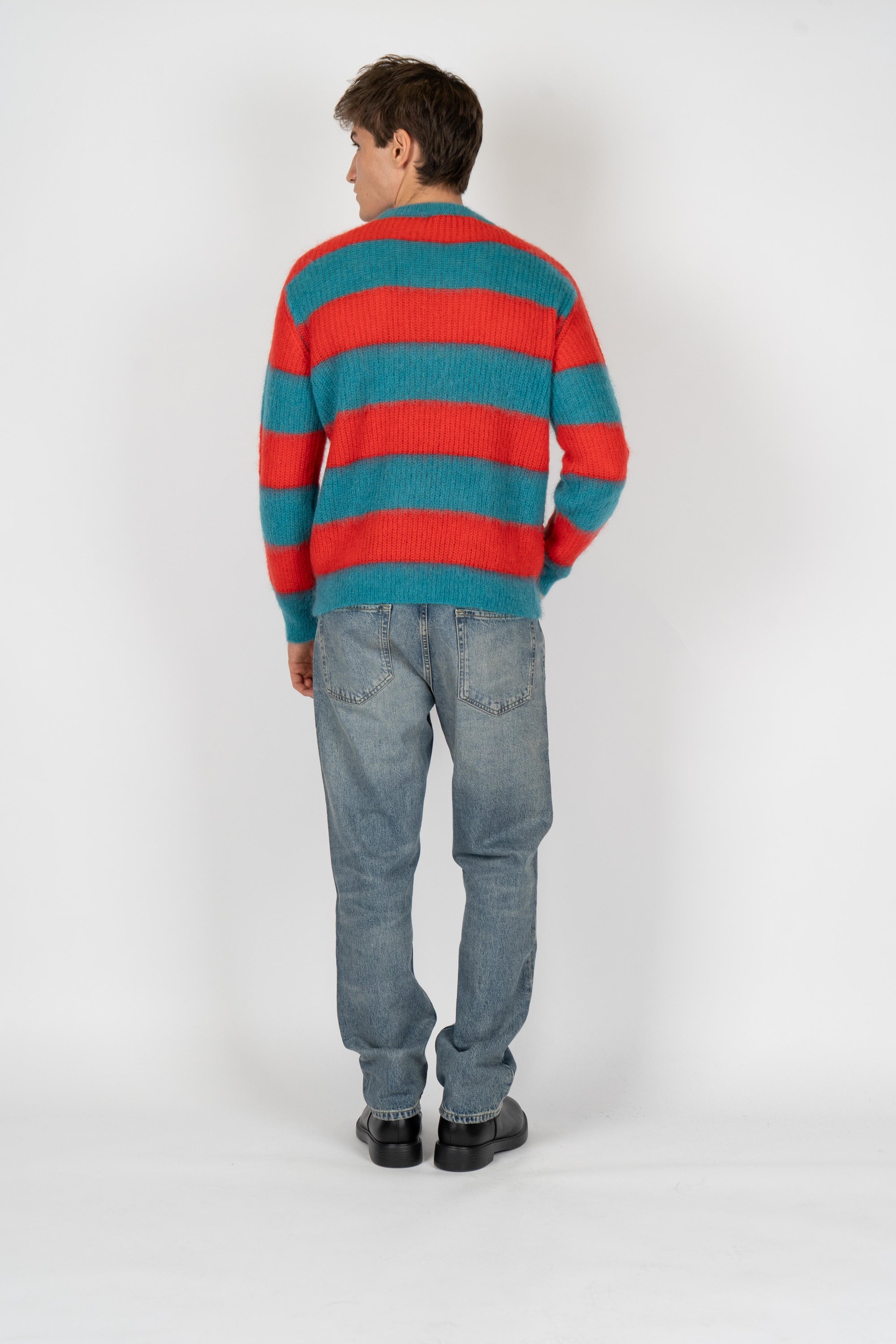 Cardigan con motivo a righe B9F0075 FV447 AMARANTO 