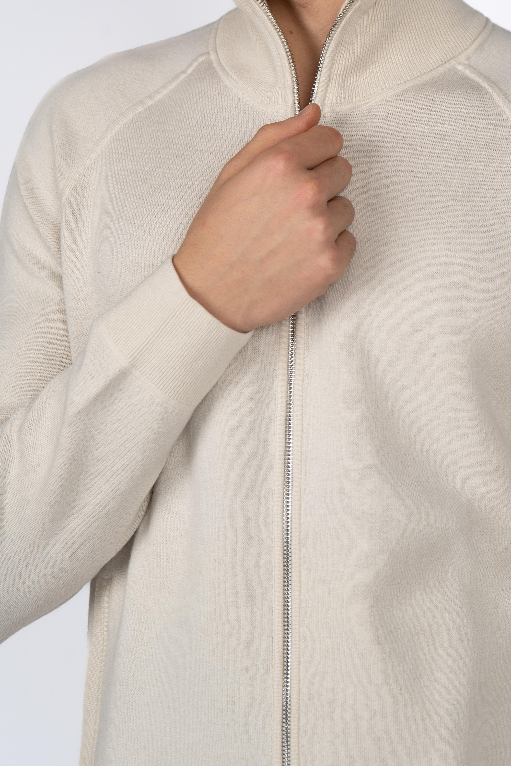 Cardigan in cotone e lana vergine con zip 50543150 131 BOSS 