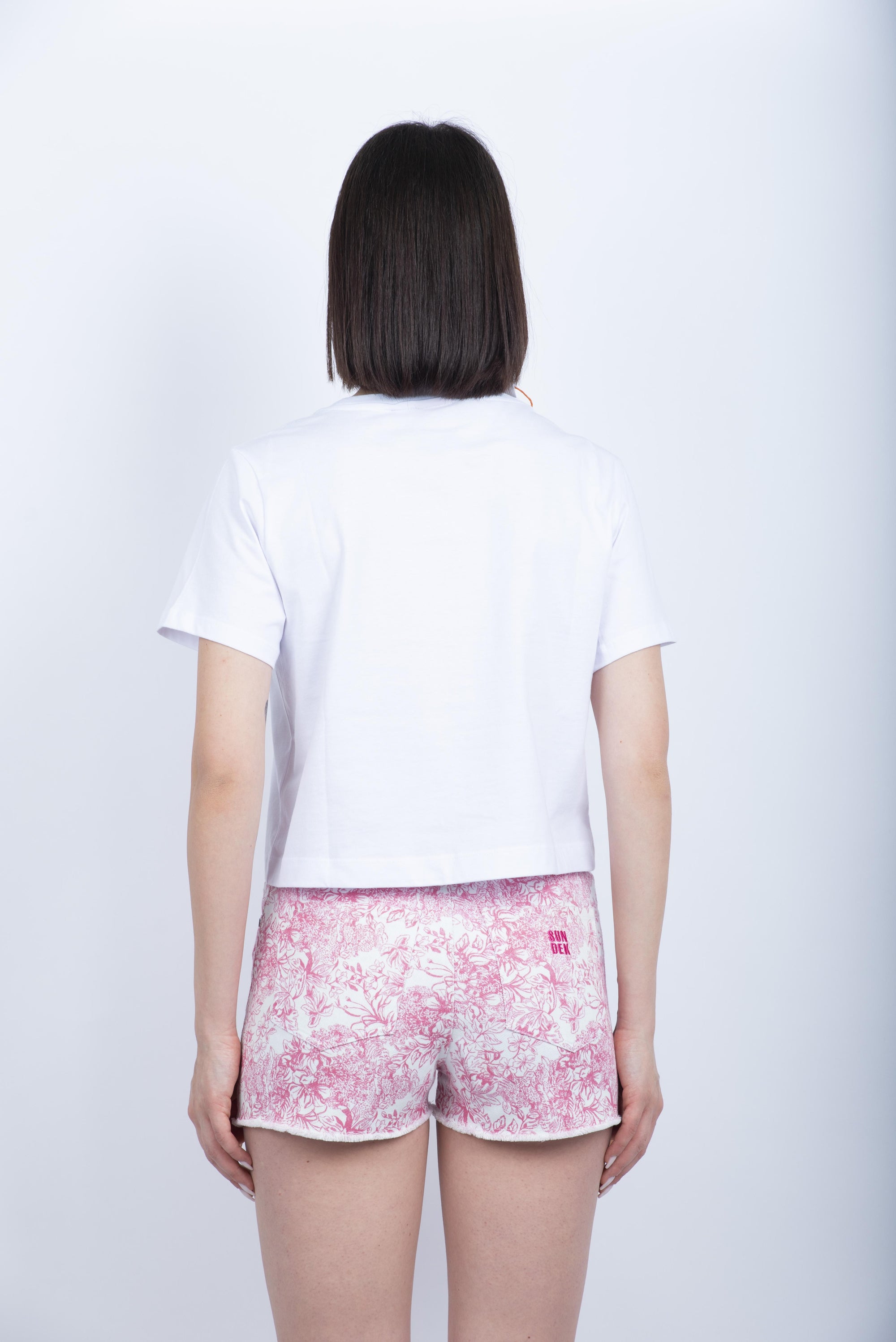 T-shirt crop bianco W740TEJS000 00602 SUNDEK 