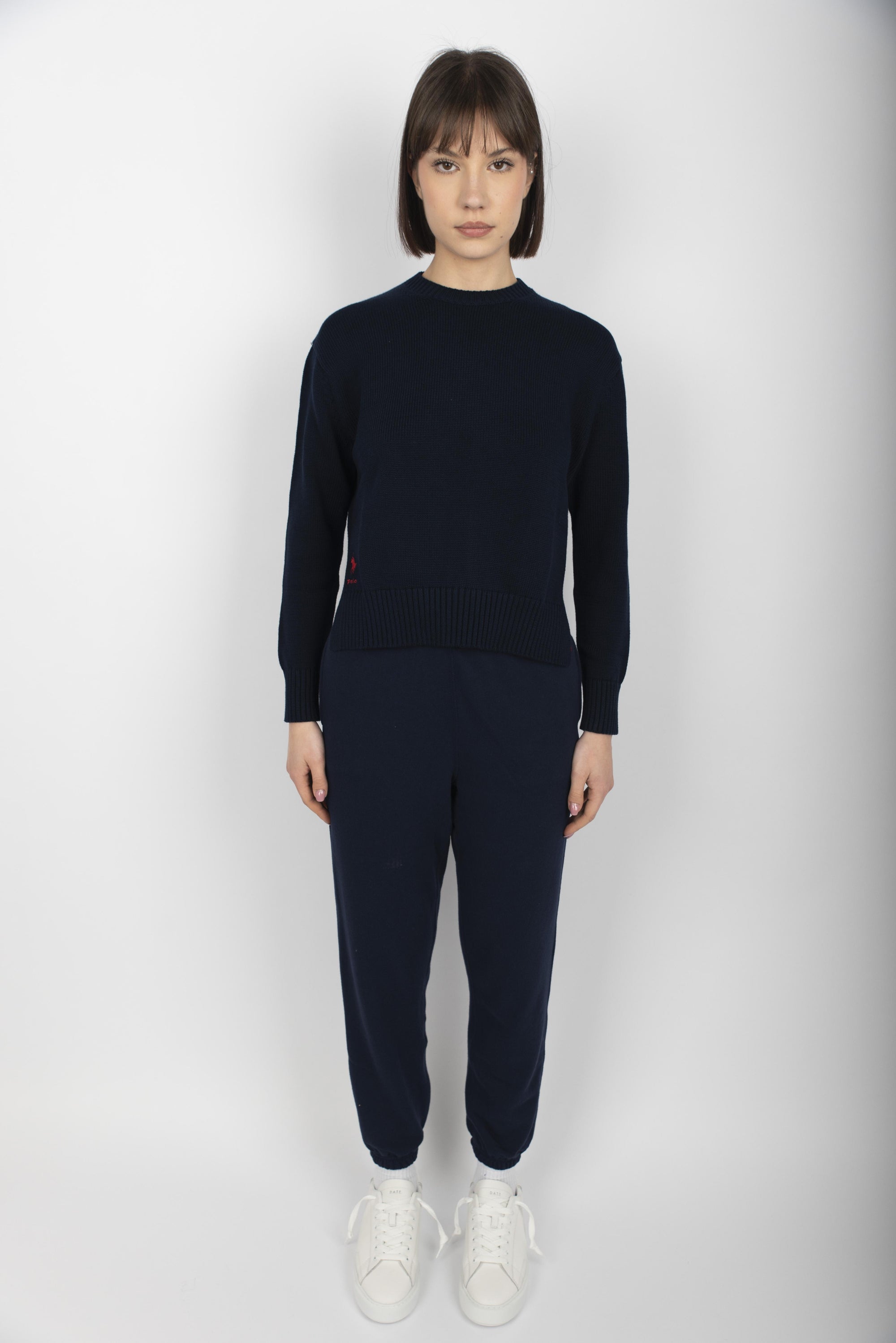 Maglia a girocollo in cotone pullover blu cacciatore  211898583 004 POLO RALPH LAUREN 