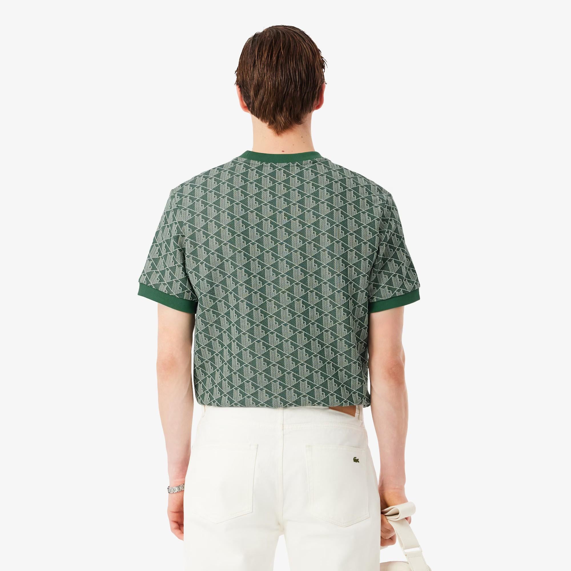 T-shirt slim fit con monogramma jacquard TH1197 D1R LACOSTE 