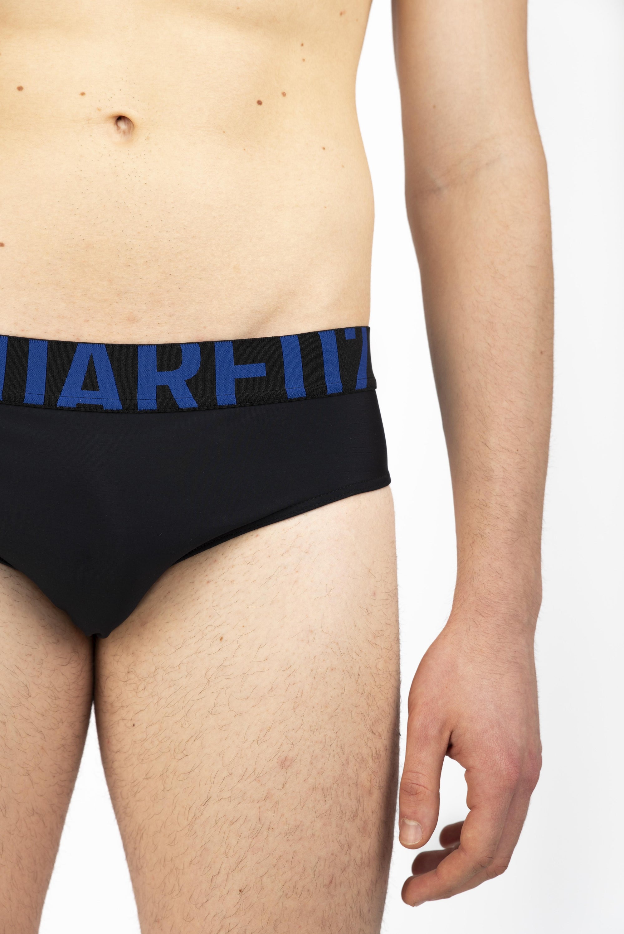 Swim Brief nero con waist logo blu  D7B356030 016 DSQUARED BEACHWEAR 