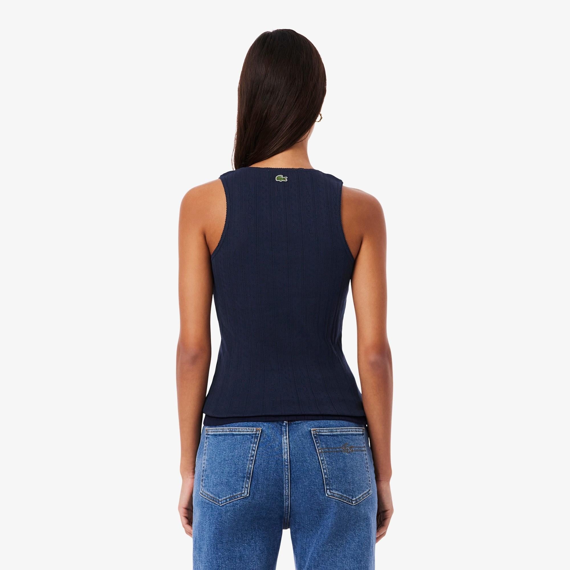 Canotta slim fit Pointelle in maglia di cotone TF5279 166 LACOSTE 