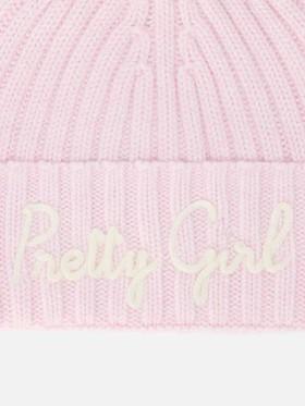 Berretto Wengen Jr F in misto cashmere rosa con ricamo Pretty Girl WENG007 02078I MC2 SAINT BARTH 