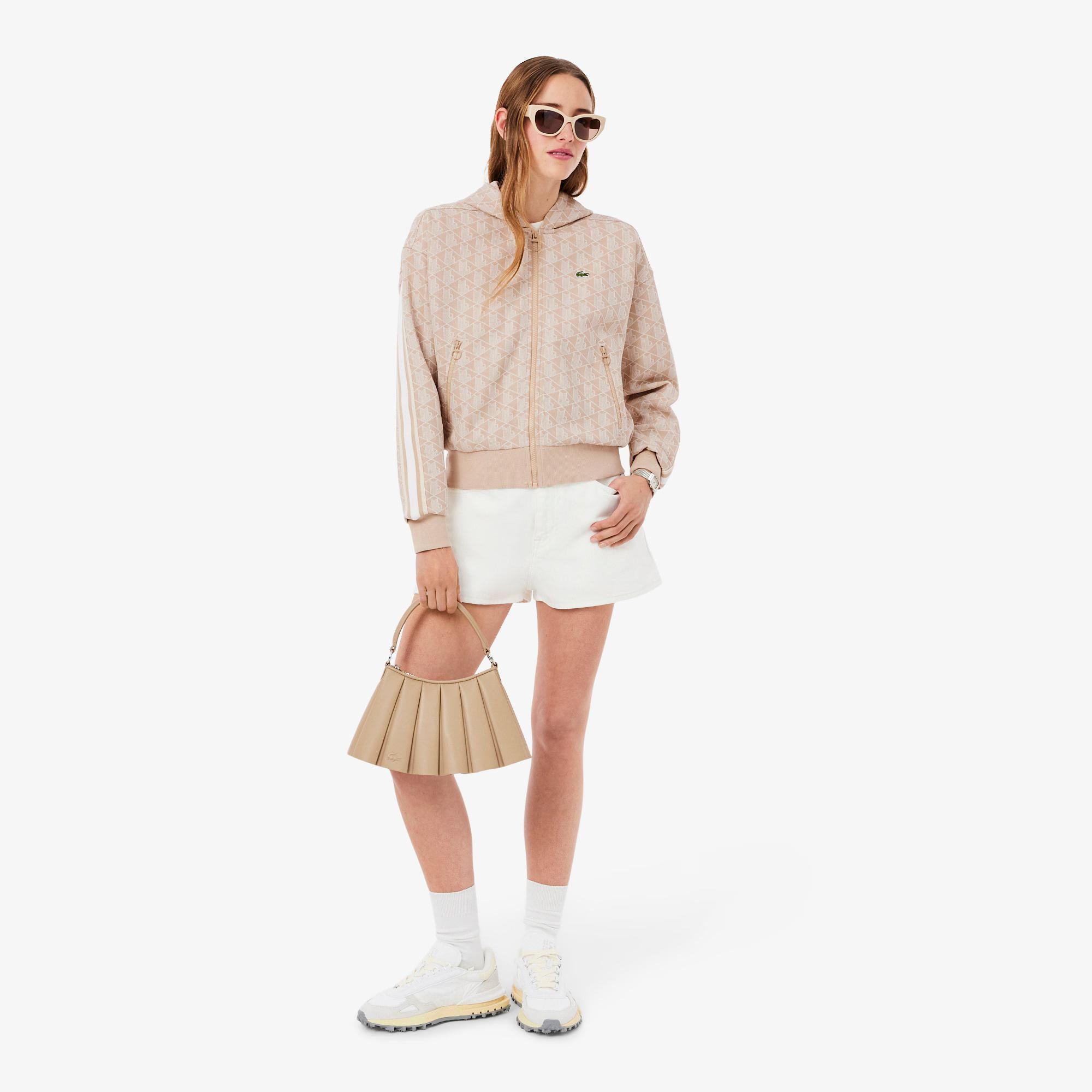 Felpa con cappuccio in jacquard con monogramma SF7606 8GI LACOSTE 