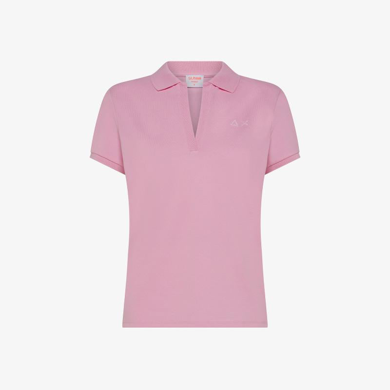 Polo in piquet con logo in strass A35202 22 SUN68 