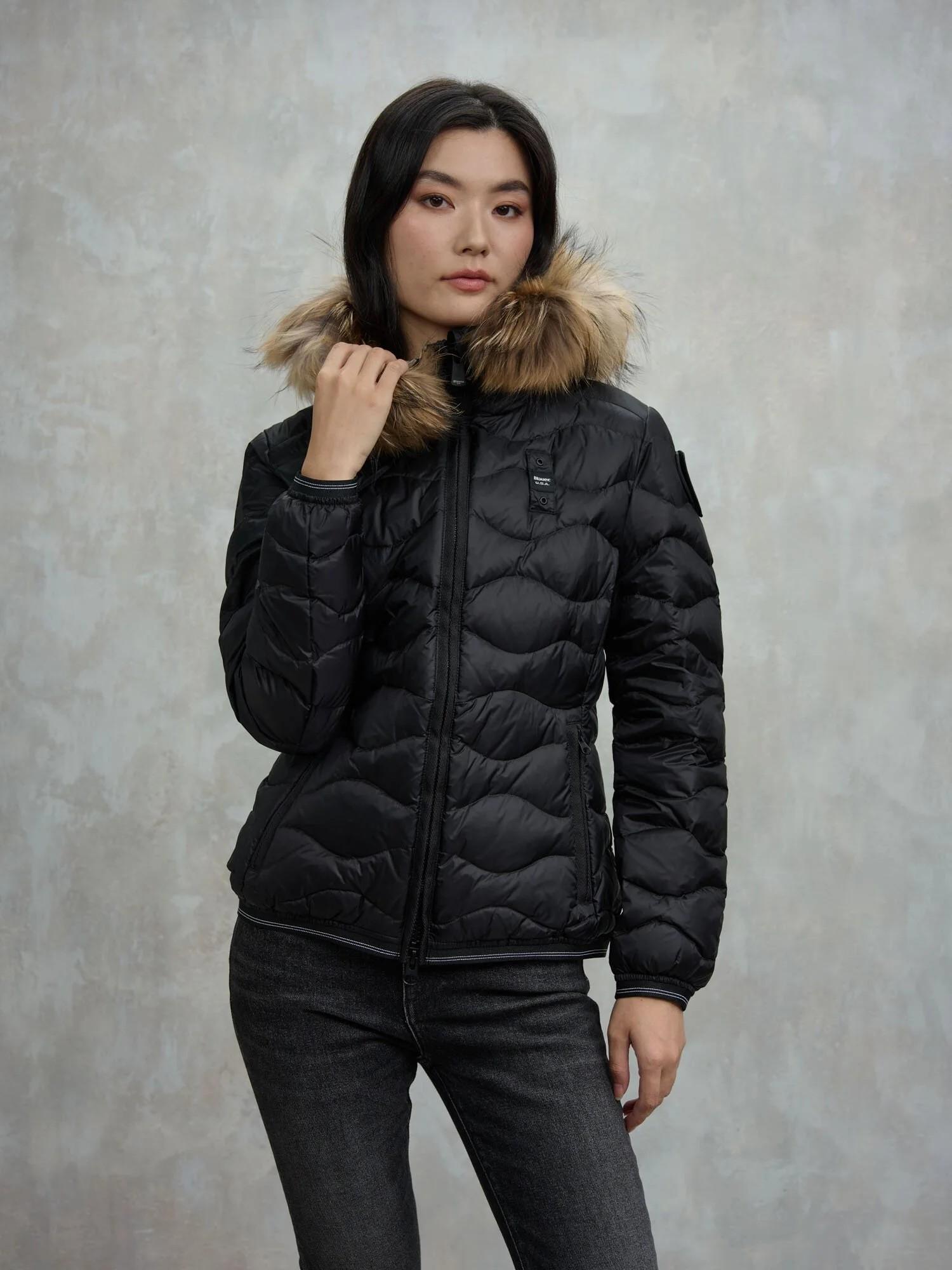 Piumino con bordo in pelliccia aldie 25WBLDC03096 999EI BLAUER 