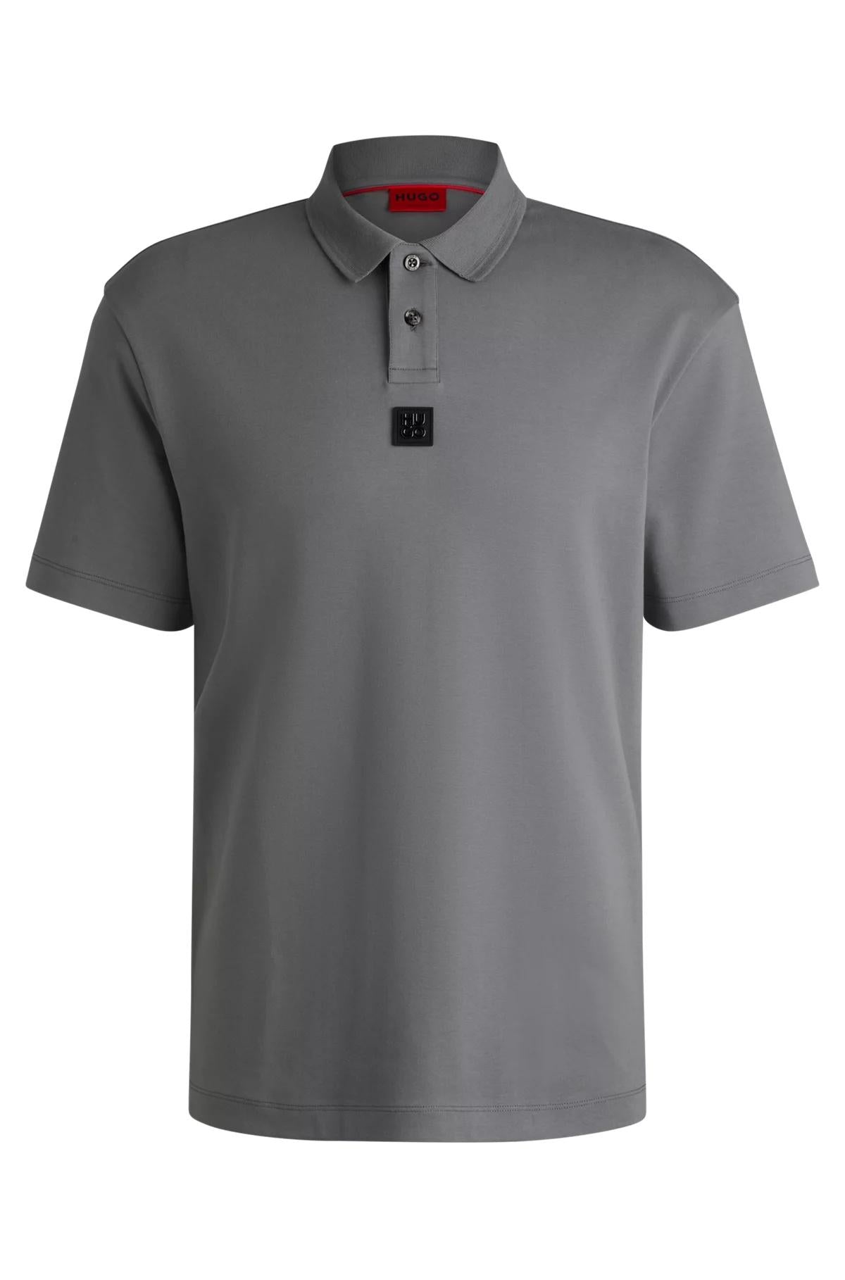 Polo in cotone intrecciato con logo scomposto 50517638 086 HUGO 
