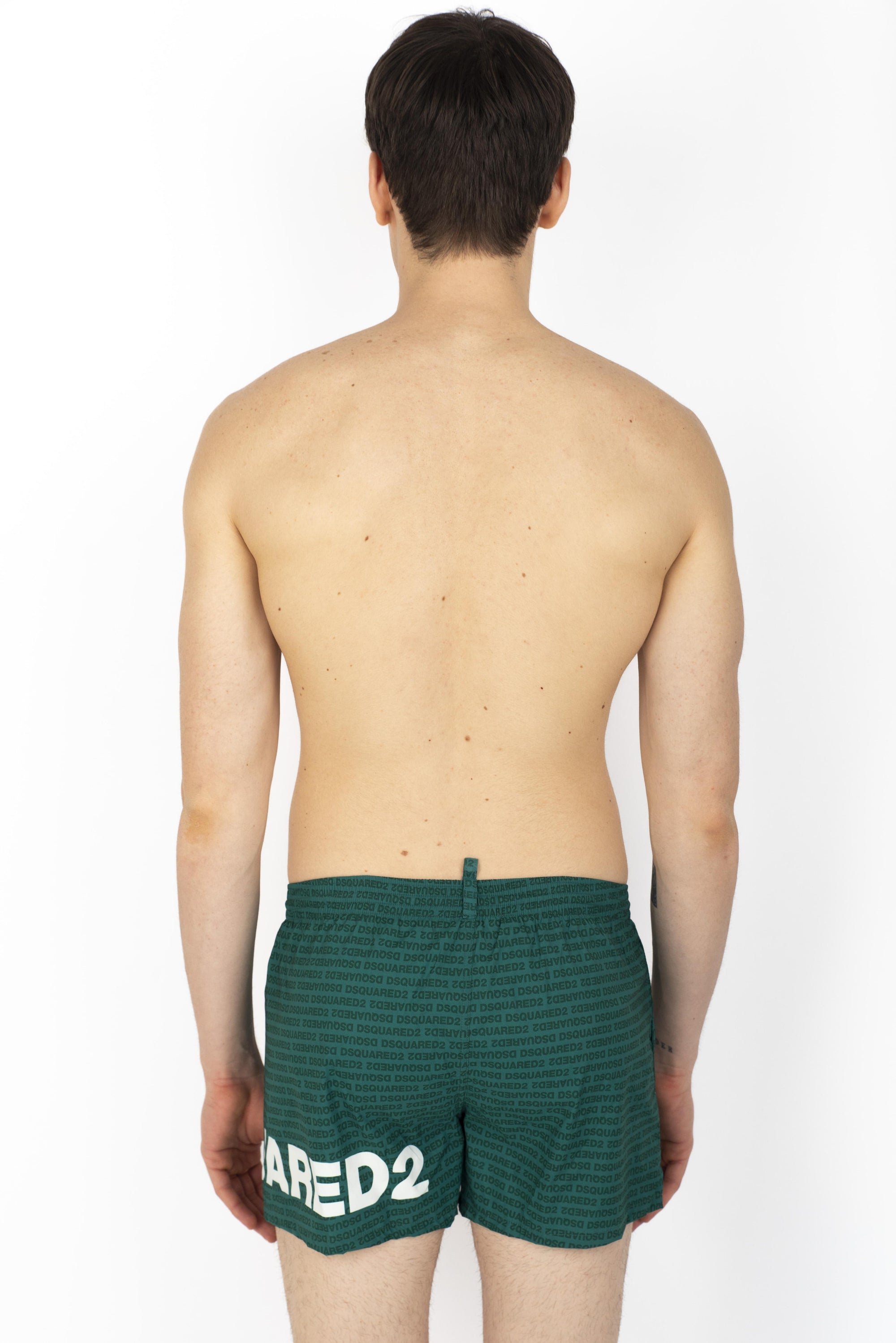 Swim boxer midi verde con logo bianco D7B5C5950 319 DSQUARED BEACHWEAR 