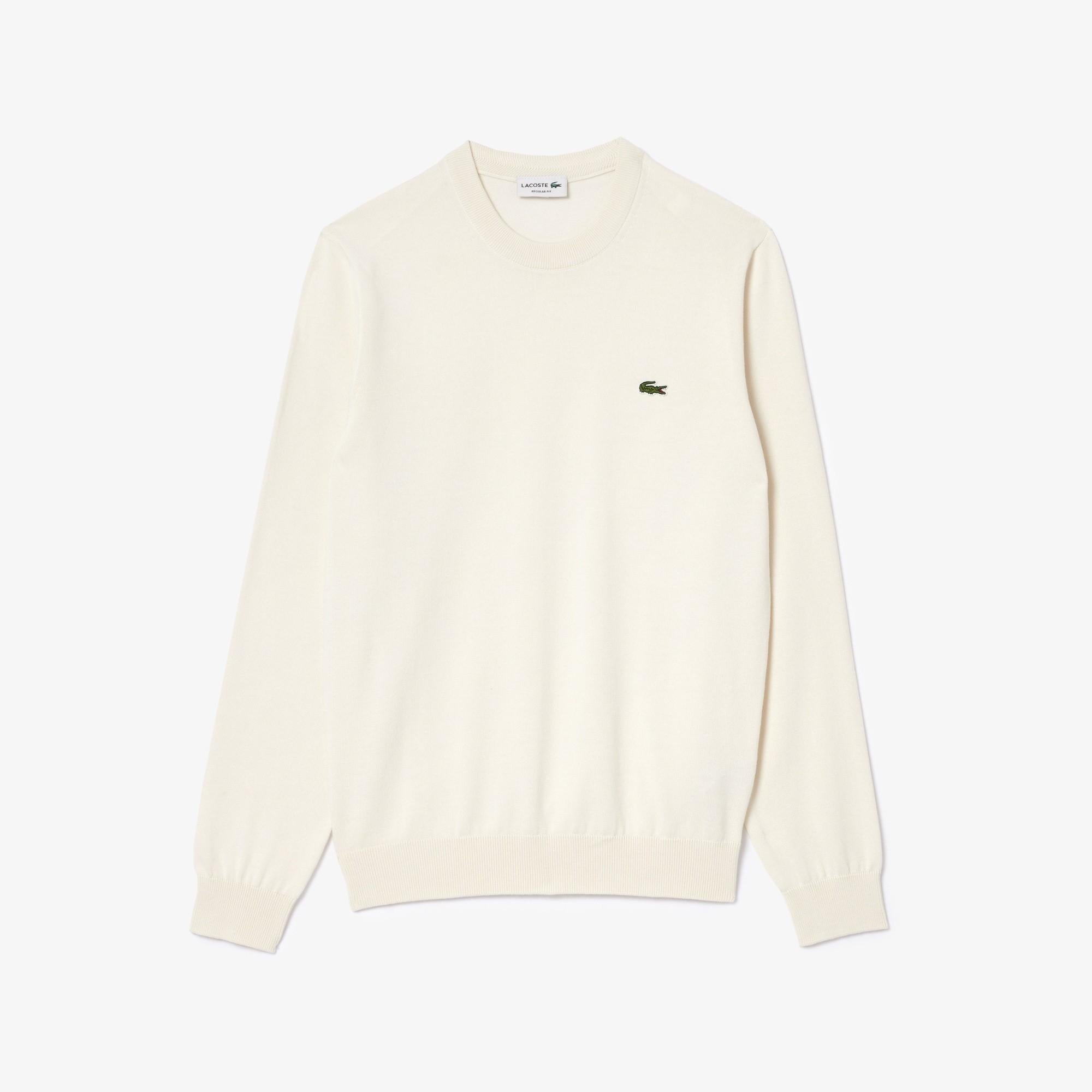 Pullover girocollo monocromatico in cotone AH1985 70V LACOSTE 