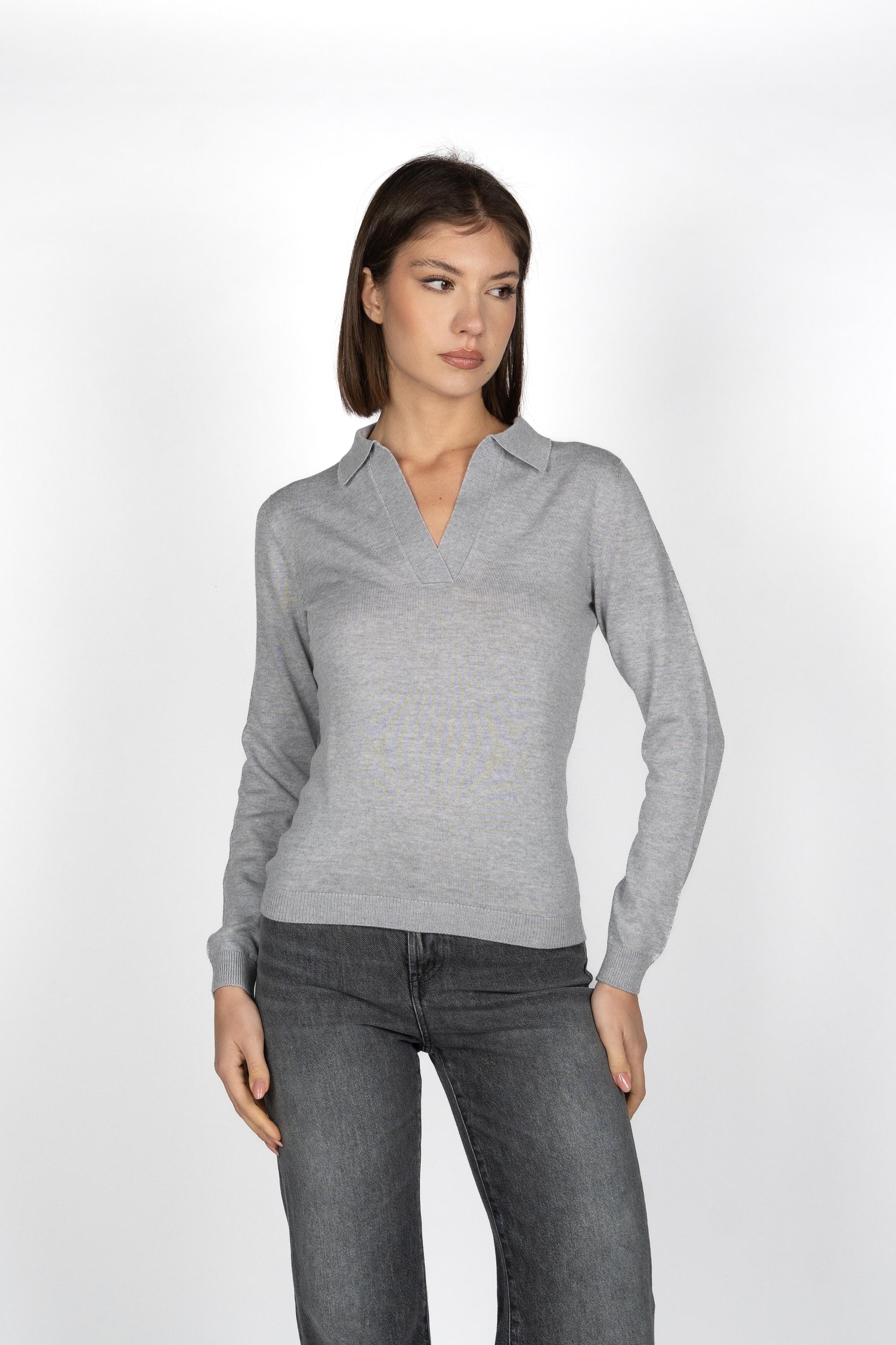 Polo skipper in Lana Merino 54219/14202 052 GRAN SASSO 