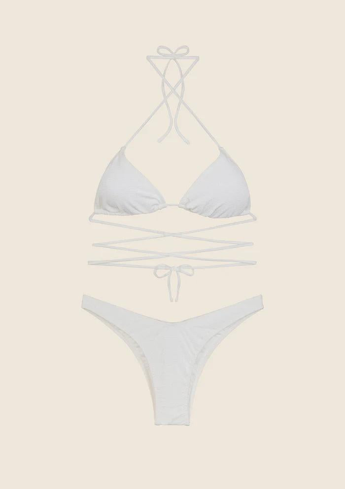 Bikini Triangolo con Slip Americano Fisso Bianco 1141 WH F**K 