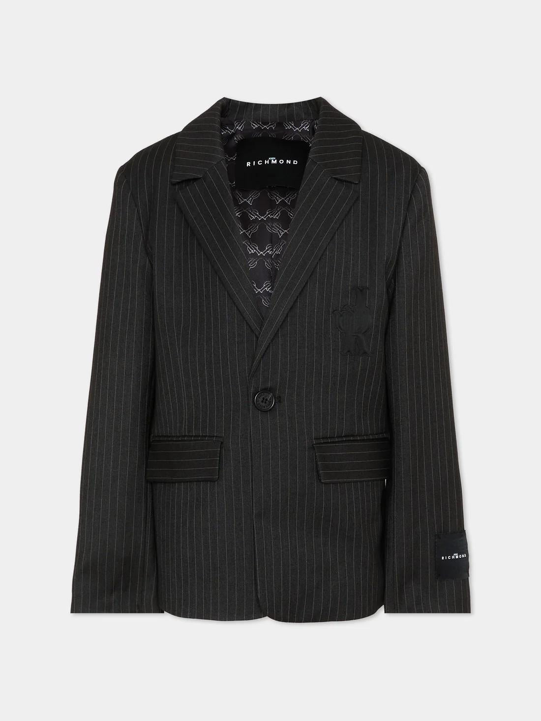 Giacca monopetto a righe RBP26075GC GREYDARK RICHMOND 