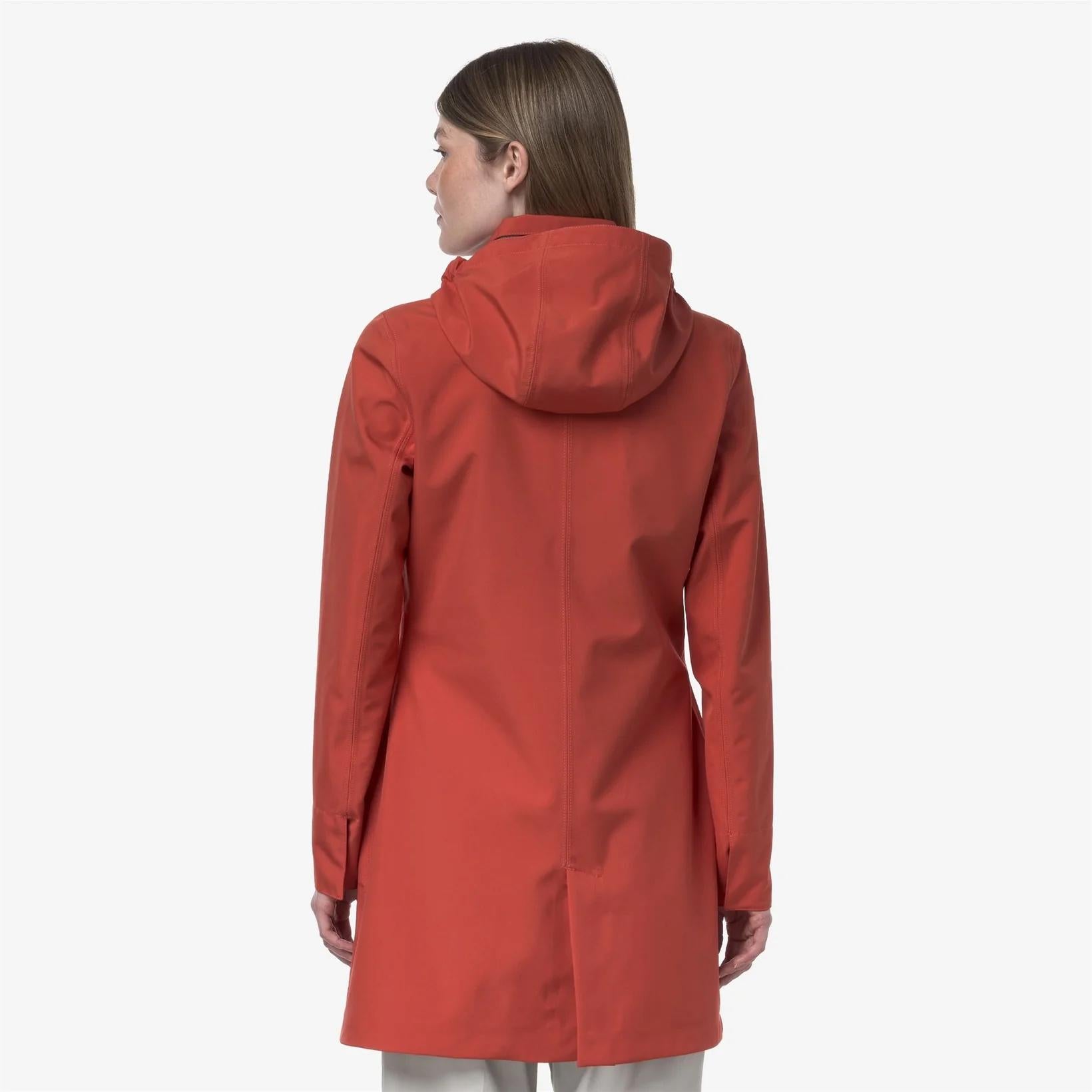 Giacca trench donna Mathy Bonded Jersey Impermeabile rosso con cappuccio staccabile K7127JW 703 K-WAY 