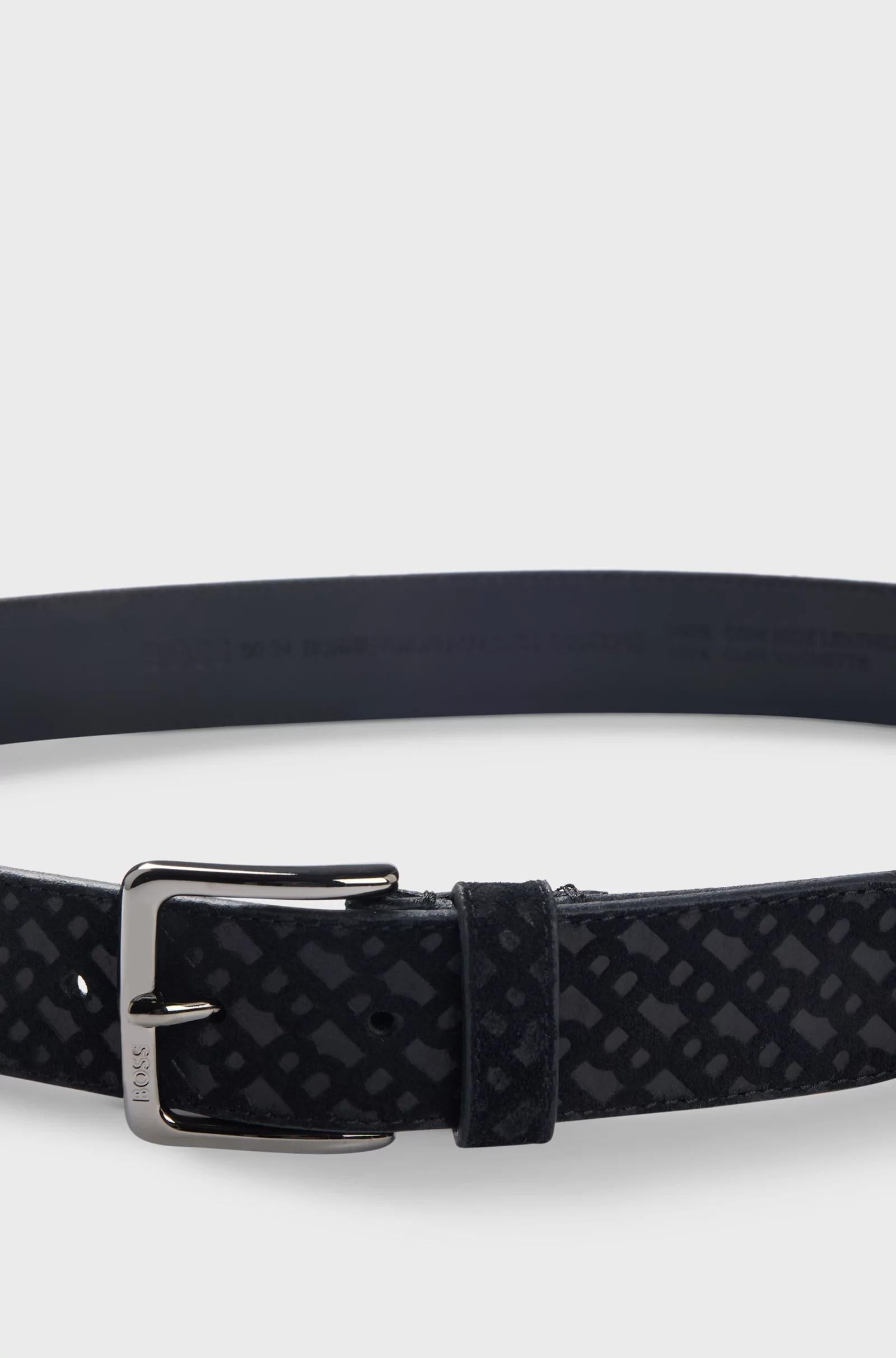 Cintura in pelle scamosciata con motivo con monogrammi 50542202 001 BOSS ACCESSORIES 