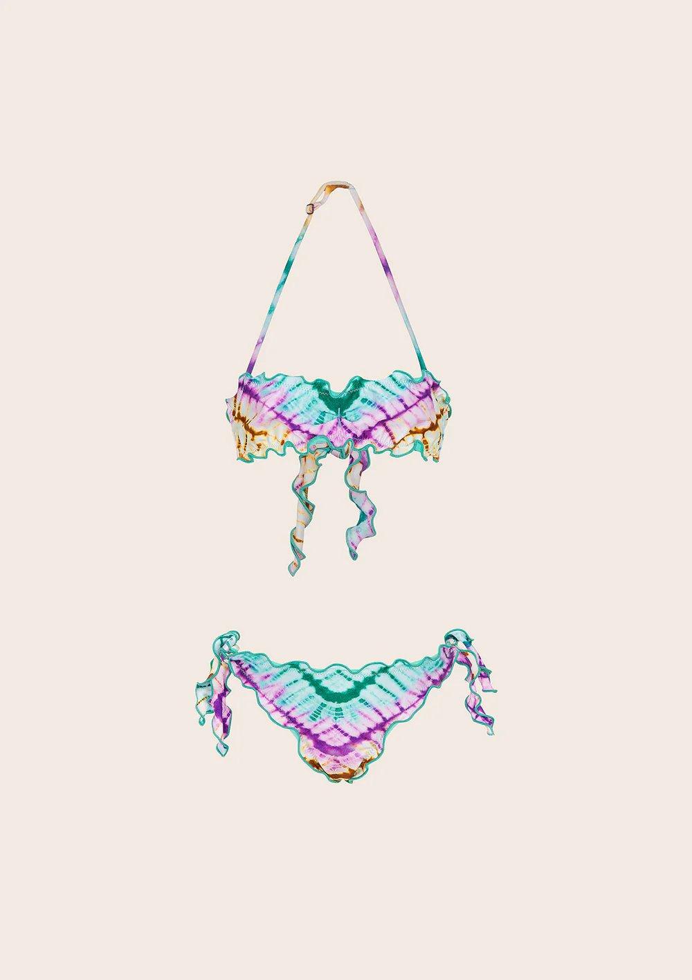 Bikini Bambina Fascia con Slip Regoalbile Fantasia verde acqua G1G06BAX 50 F**K 