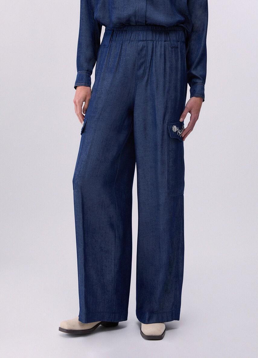Jeans con castoni gioiello UA6290D4894 77000 LIU JO BLUE DENIM 