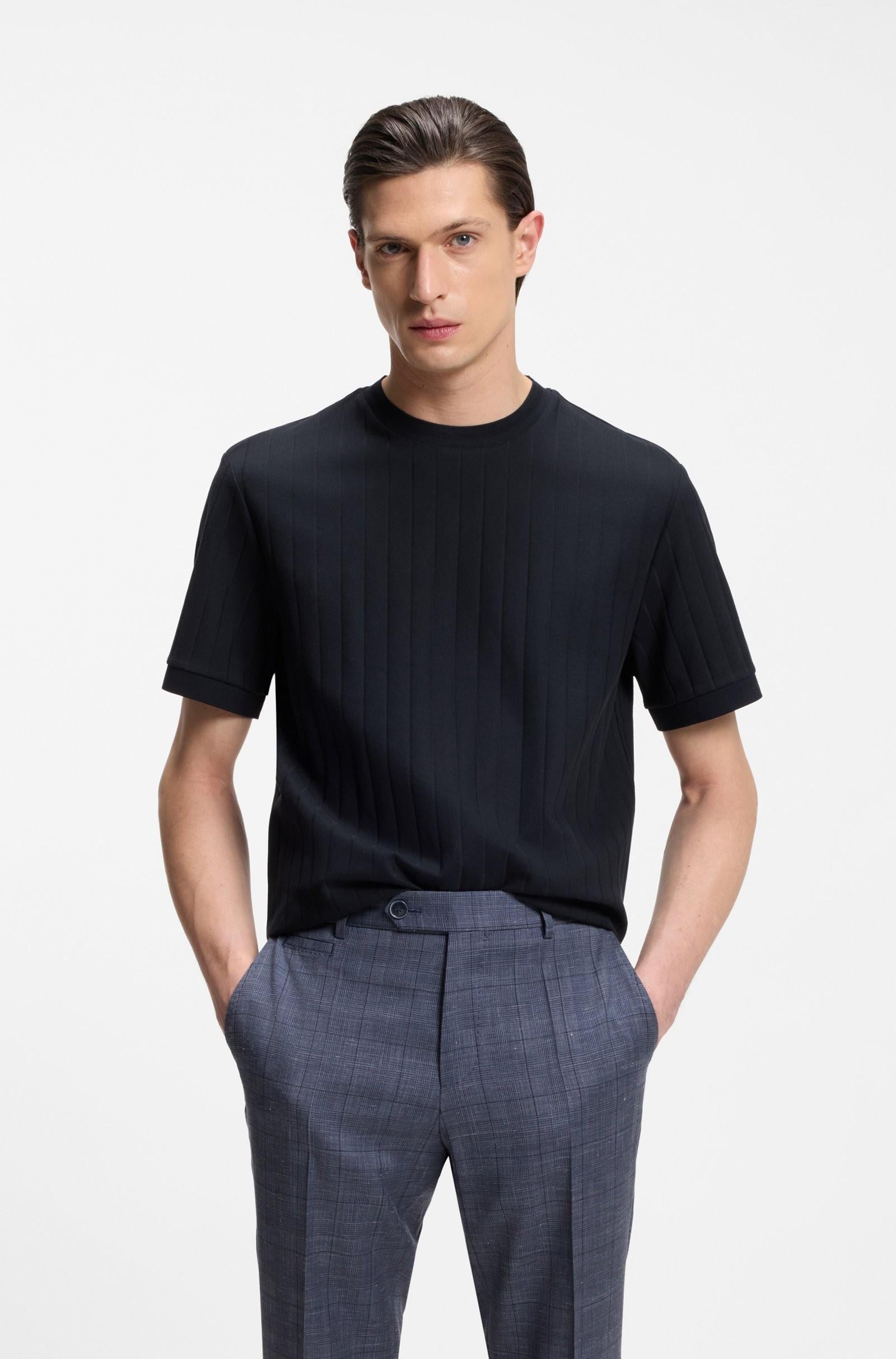 T-shirt a righe verticali in cotone mercerizzato 50559610 404 BOSS 