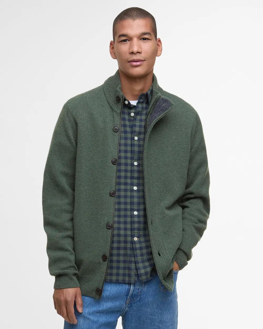 Maglione con zip Patch MKN0731 OL51 BARBOUR 