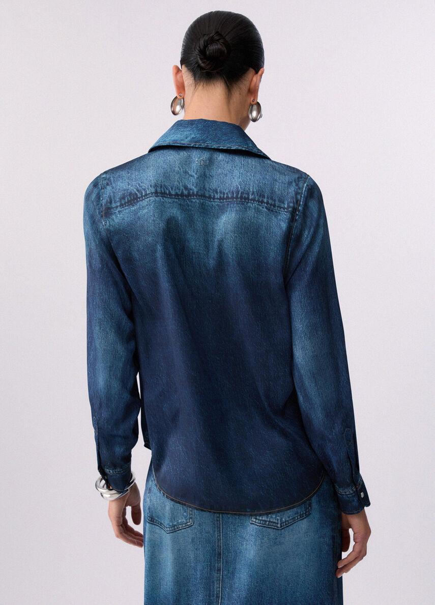 Camicia con stampa digitale UA6239T376A 79042 LIU JO BLUE DENIM 