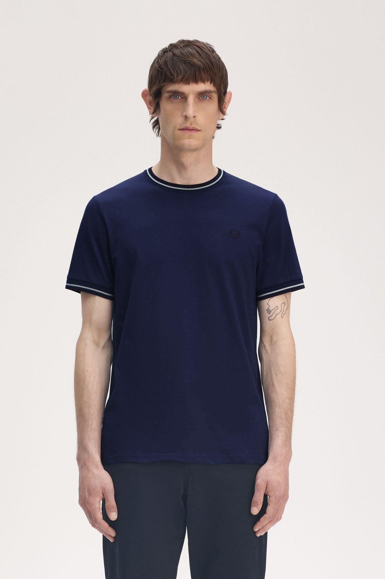 T-shirt con doppia riga M158854 Y21 FRED PERRY 
