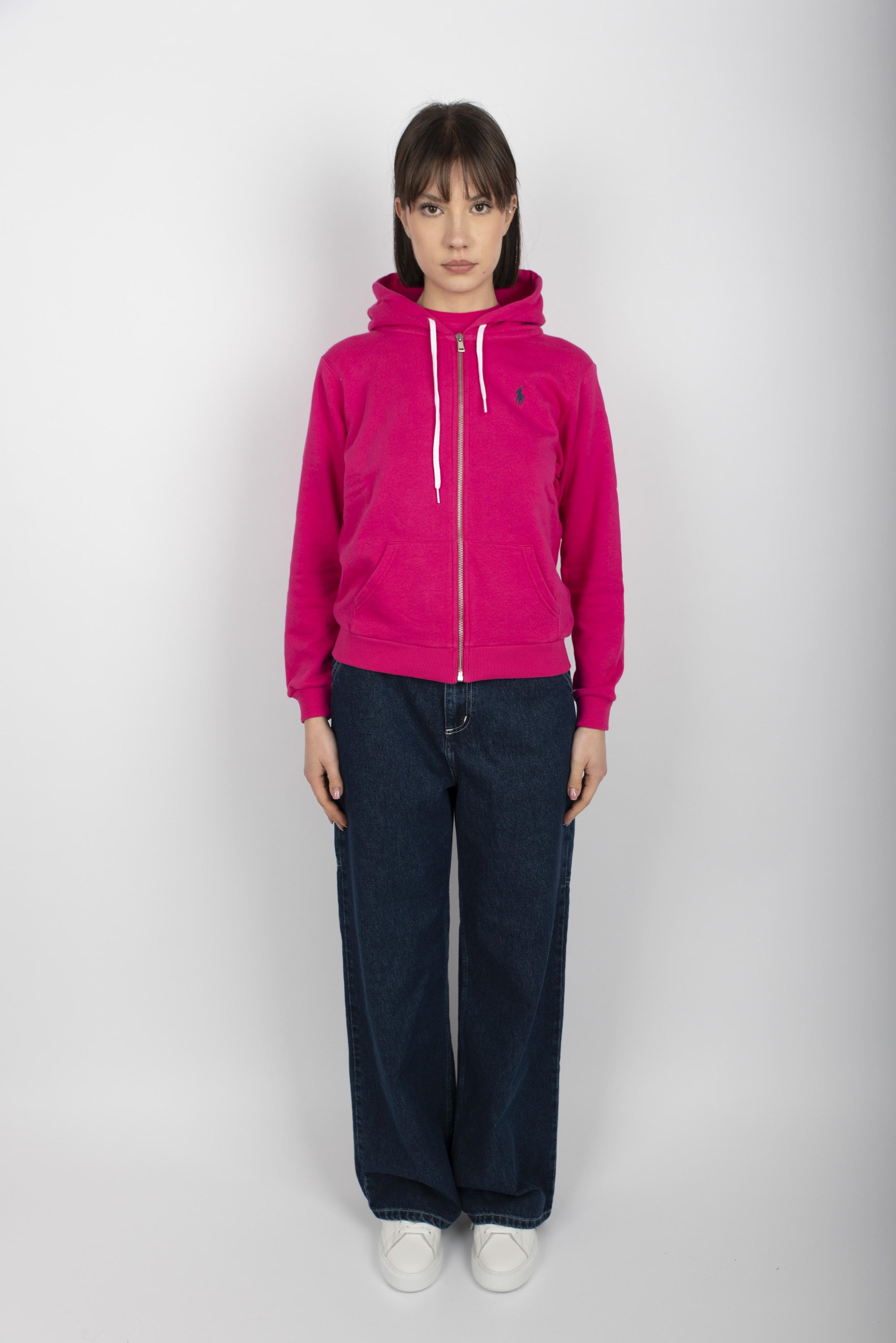 Felpa con cappuccio e cerniera rosa brillante 211935584 014 POLO RALPH LAUREN 