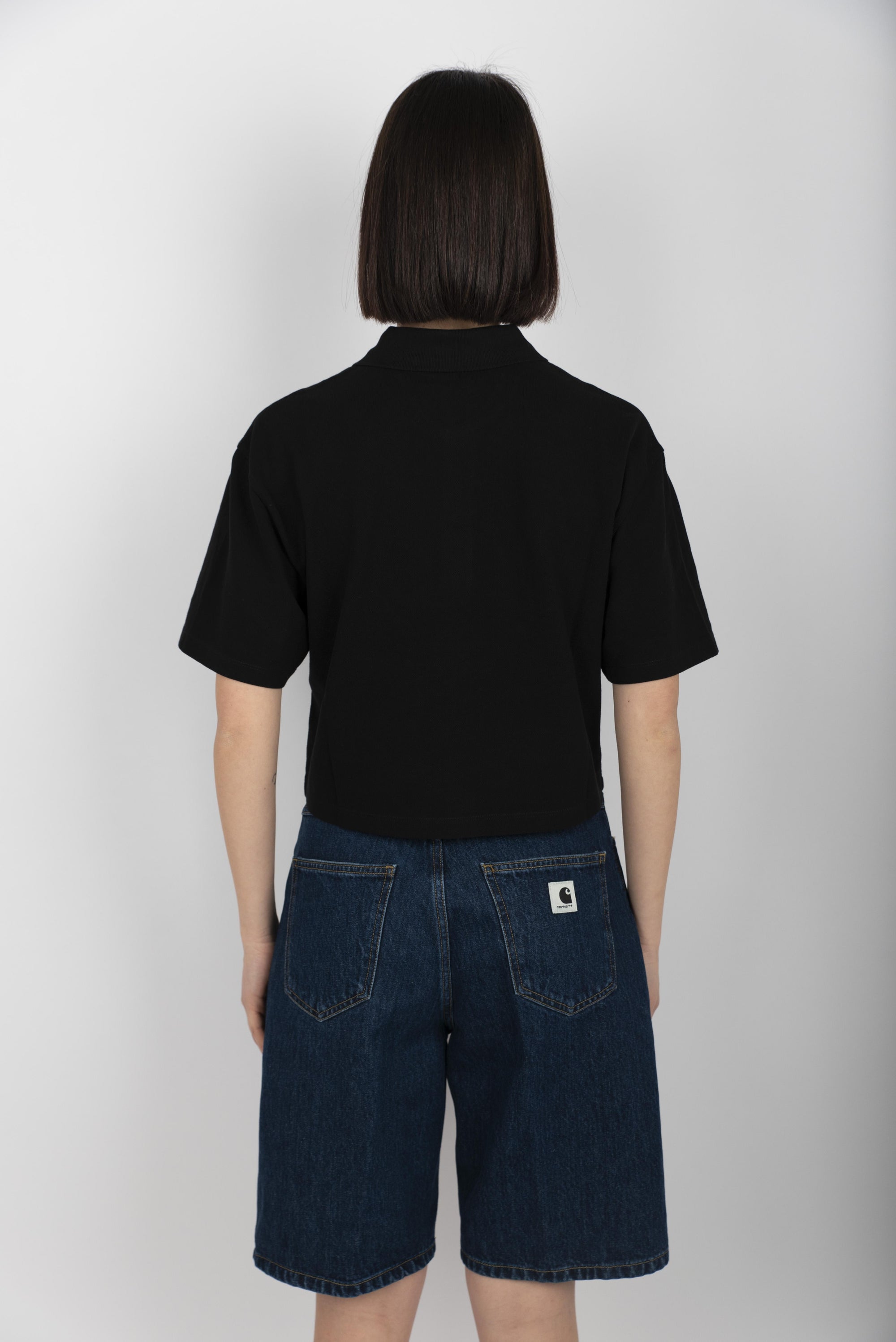 Women's S/S Script Polo T-Shirt black I034553 89XX CARHARTT WIP 