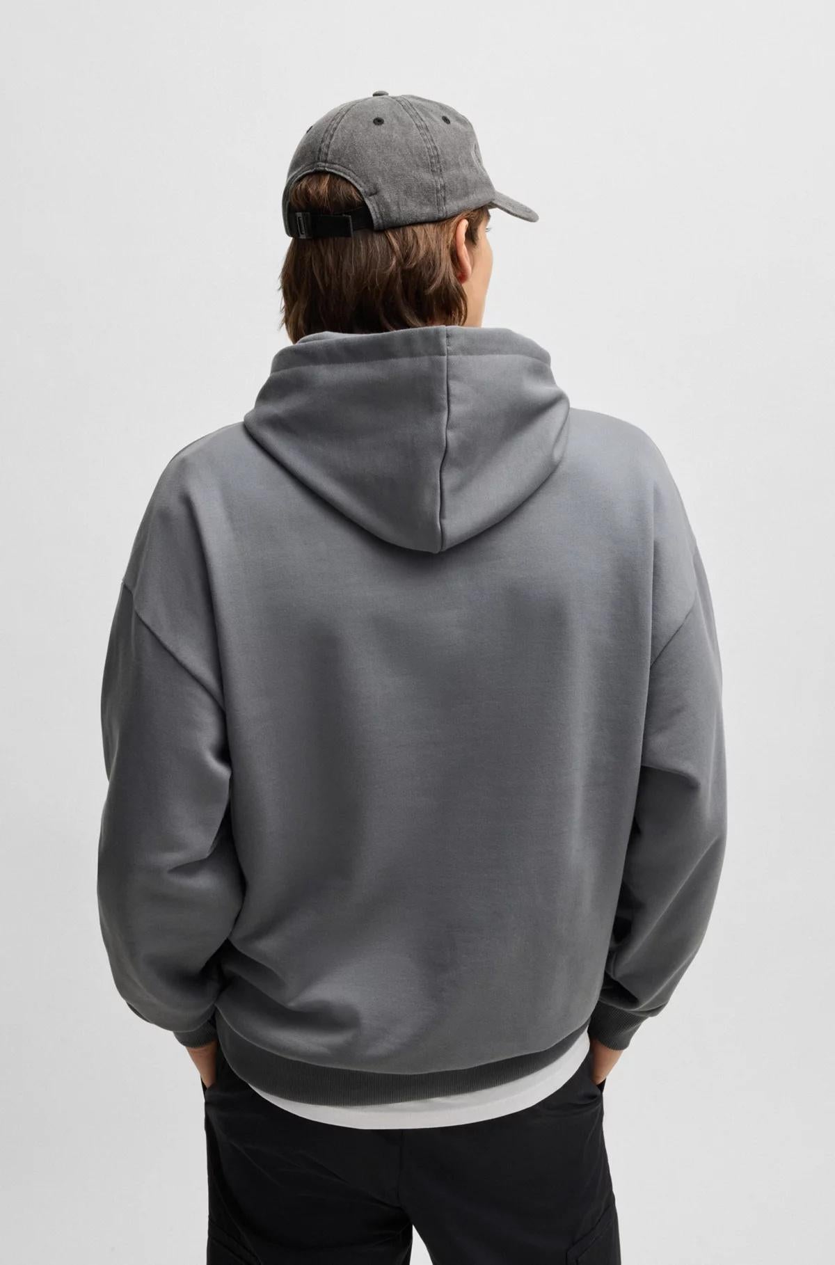 Felpa con cappuccio oversize in terry di cotone con logo tono su tono 50529090 086 HUGO 