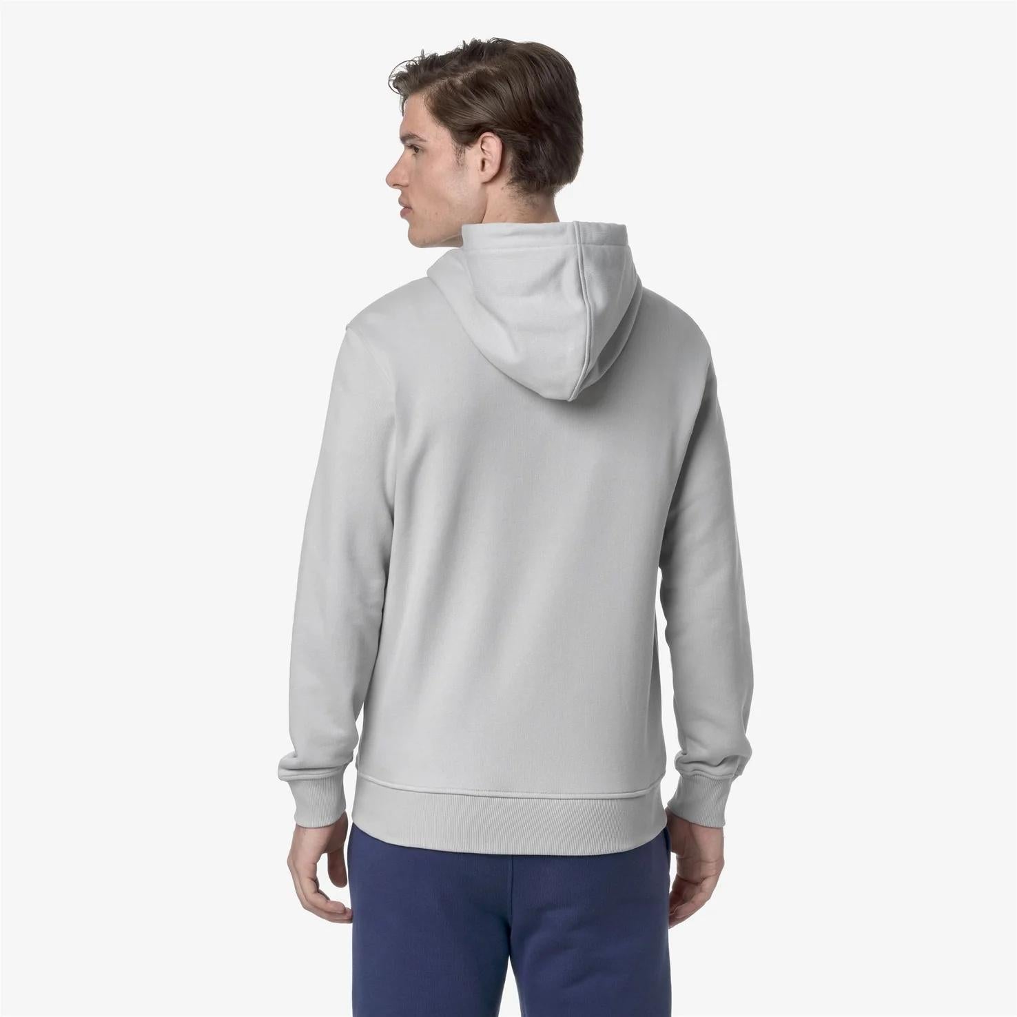 Giacca in pile casual da uomo grigio con cappuccio regolabile K31364W B31 K-WAY 