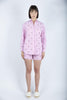 Meave shorts pull up in cotone seersucker con stampa a righe marroni