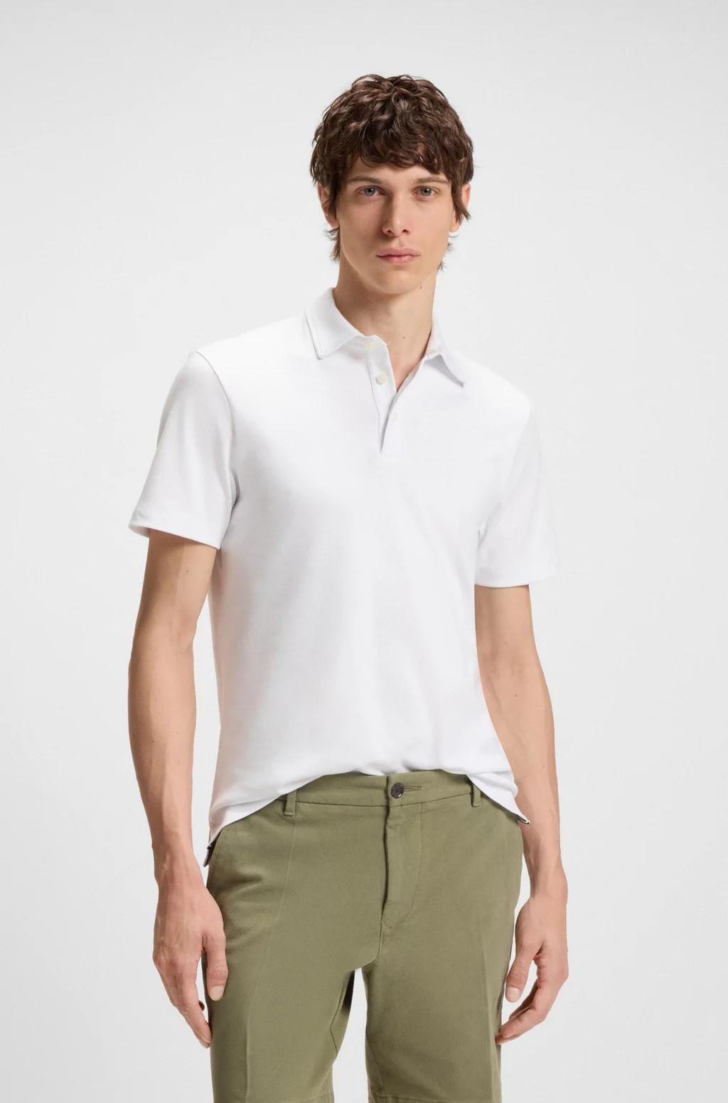 Polo slim fit in cotone con logo gommato 50471335 100 BOSS 