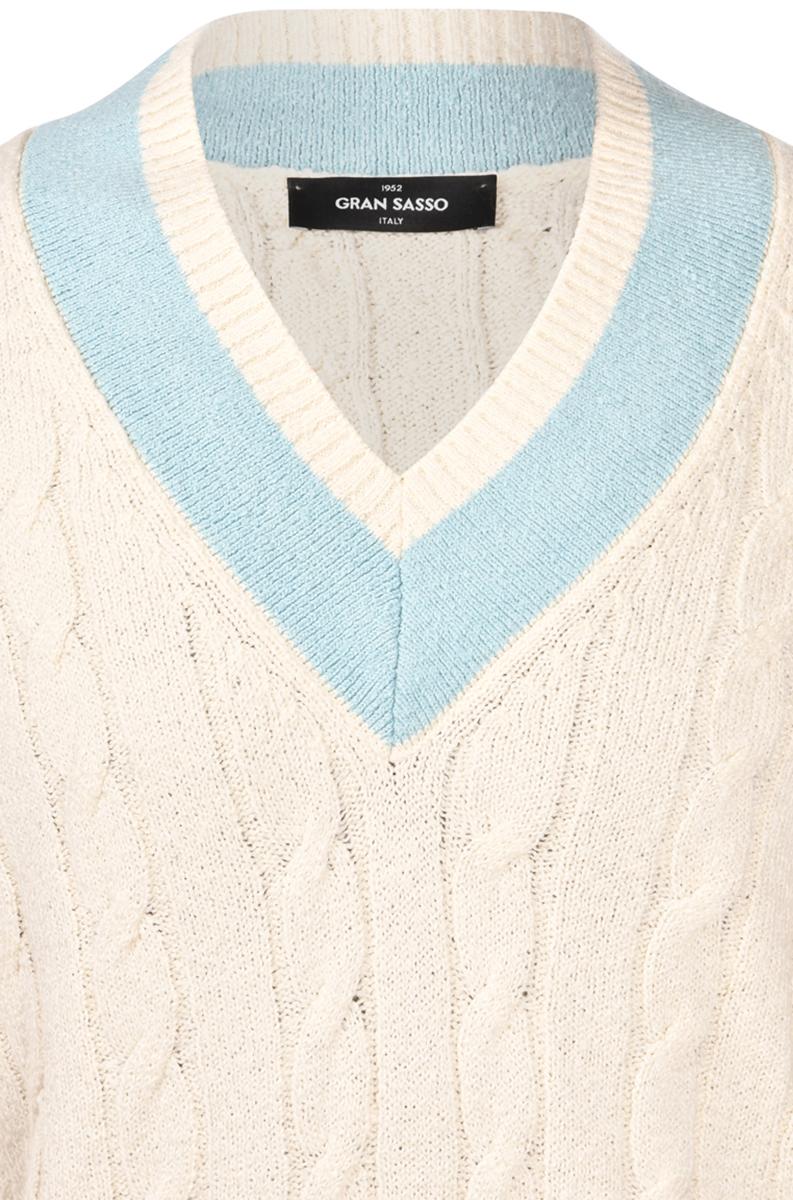 Scollo V a trecce Malfilè panna azzurro 23154/17403 005 GRAN SASSO 