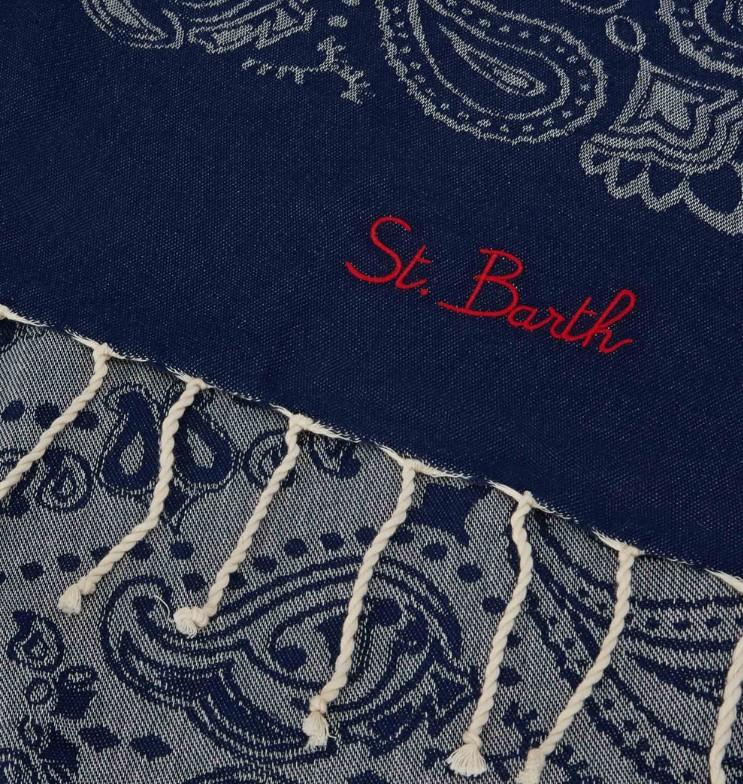 Telo mare Foutas in cotone jacquard con fantasia bandana blu navy FOUT009 02707L MC2 SAINT BARTH 