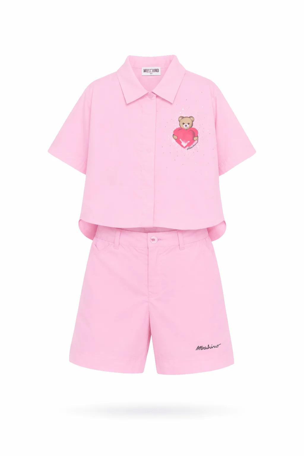 Set camicia e shorts con motivo Teddy Bear HDG01LLLA10 51473A MOSCHINO KID 