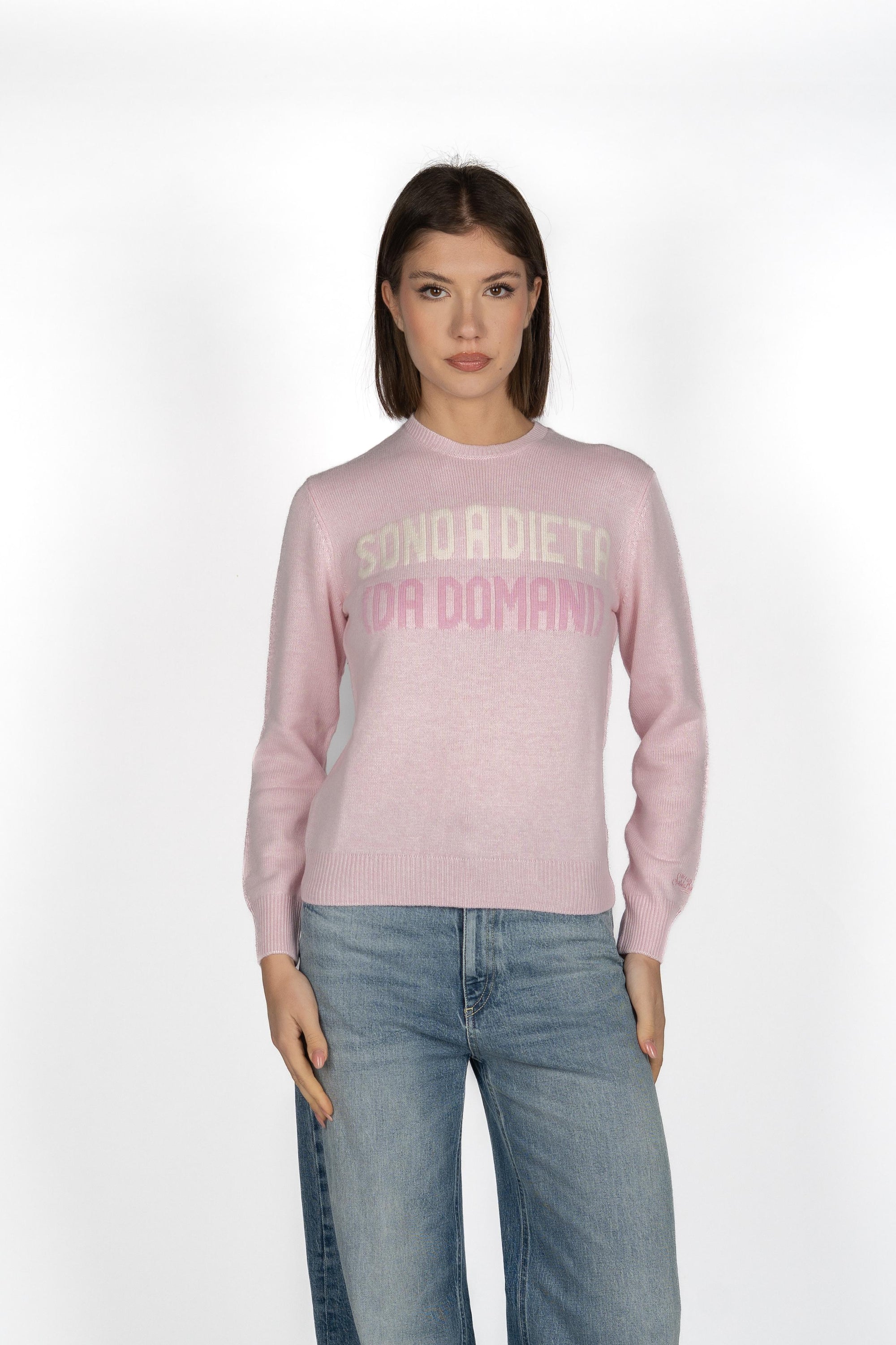 Girocollo New Queen con jacquard Sono a dieta (domani) QUE0010 04111I MC2 SAINT BARTH 