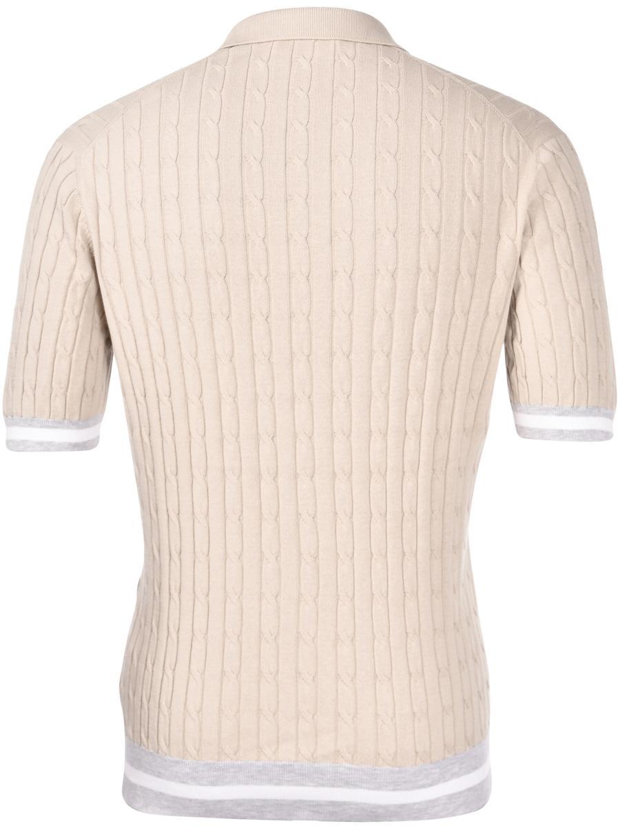 Polo skipper in maglia a trecce e coste nocciola grigio bianco 57191/20679 010 GRAN SASSO 