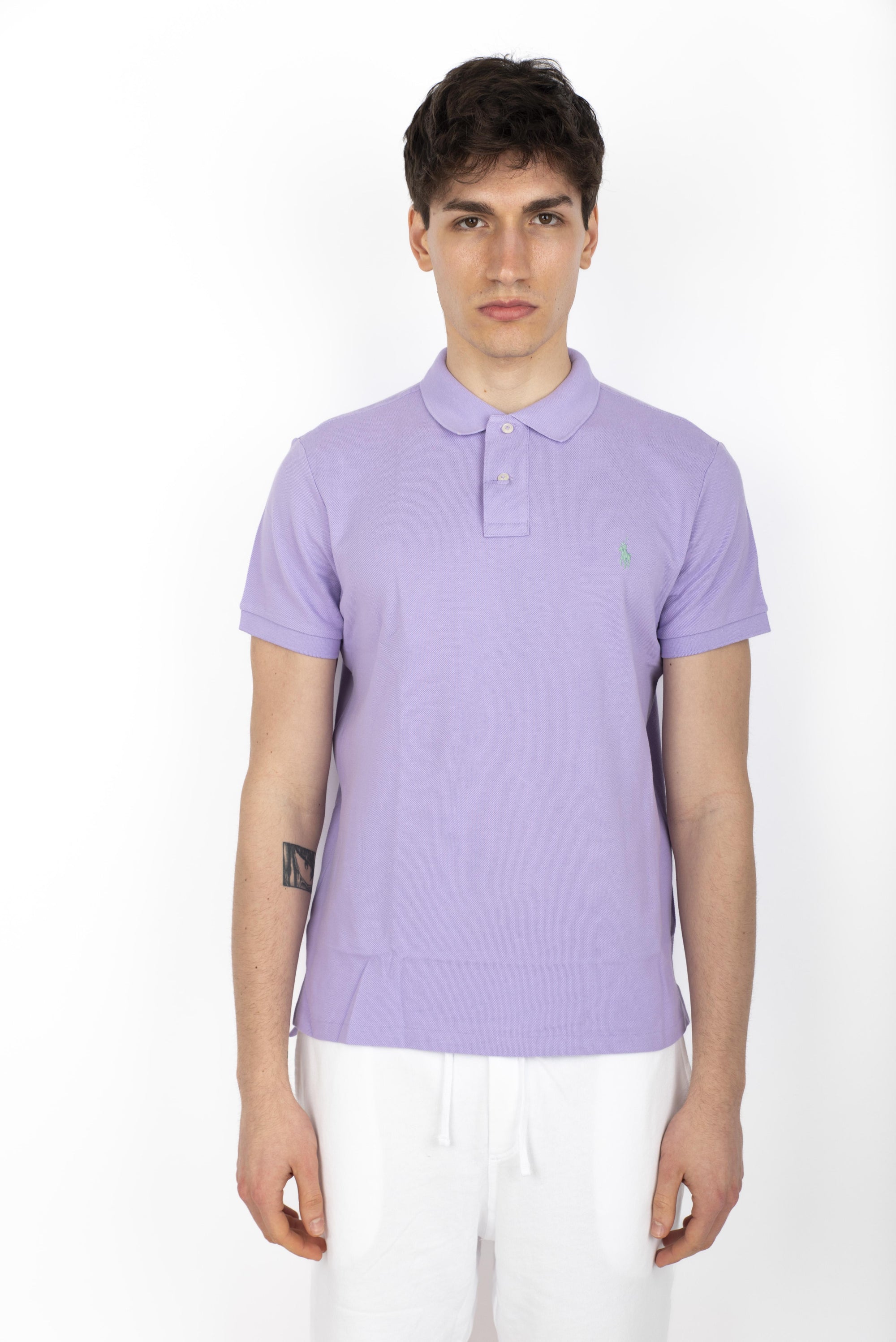 Polo light lilac in piqué Slim Fit  710680784 423 POLO RALPH LAUREN 