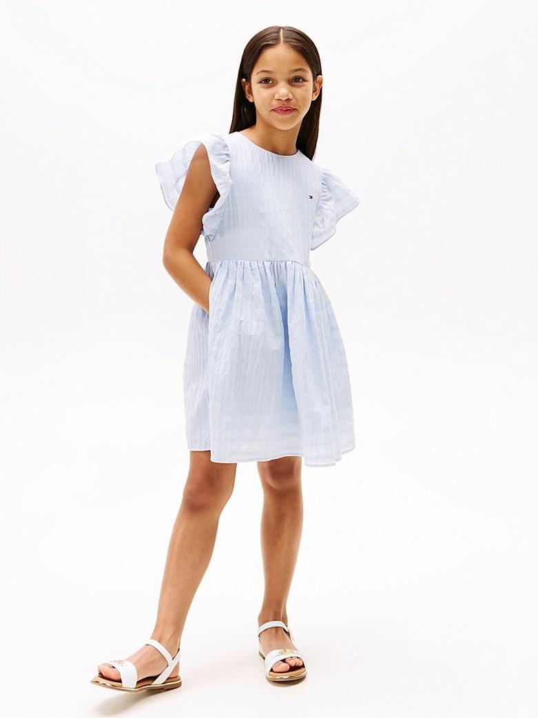 Vestito a campana con finitura tramata KG0KG08472T C1O TOMMY HILFIGER 