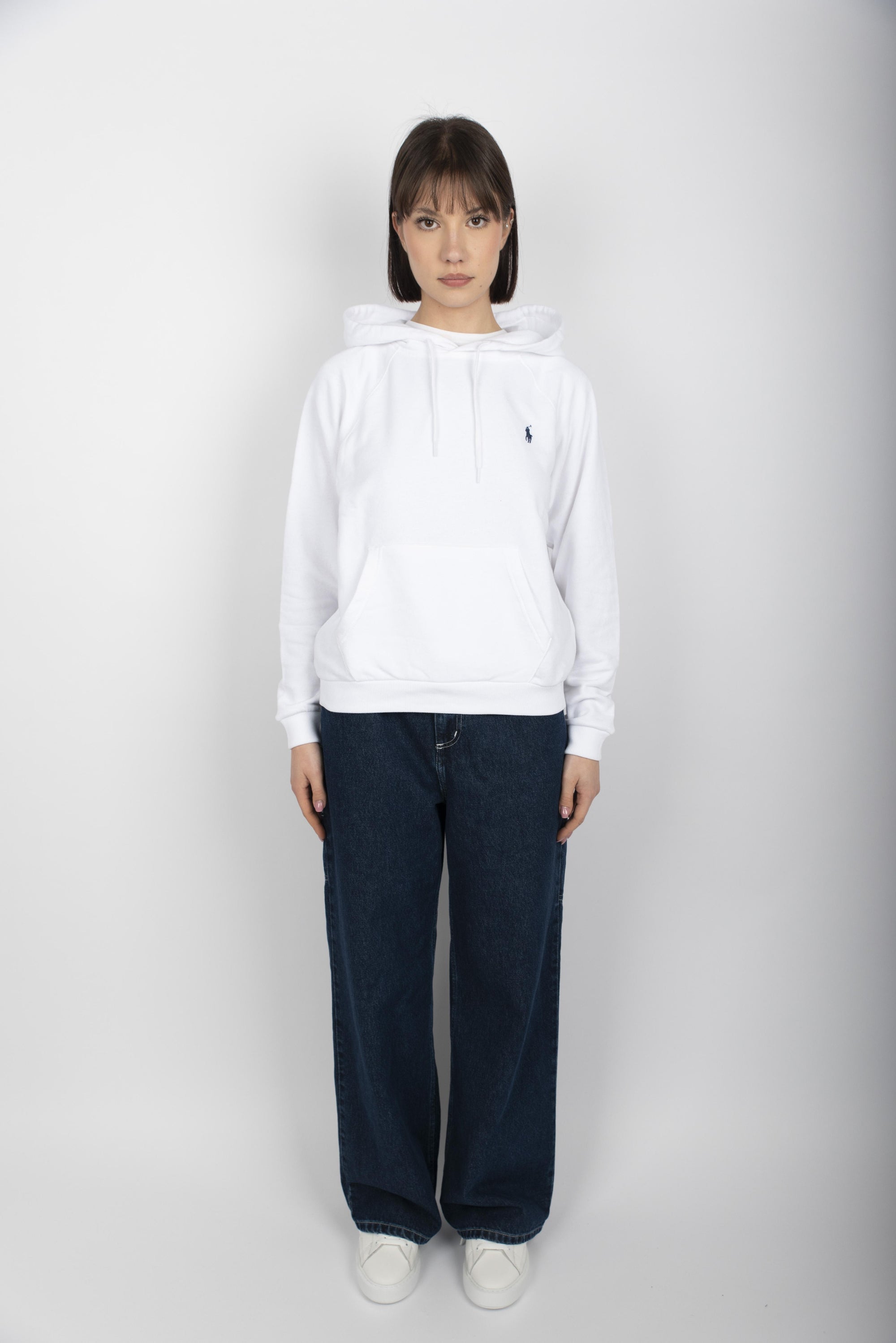 Pullover con cappuccio in felpa bianco 211935583 008 POLO RALPH LAUREN 
