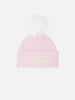 Berretto Wengen Jr F in misto cashmere rosa con ricamo Pretty Girl
