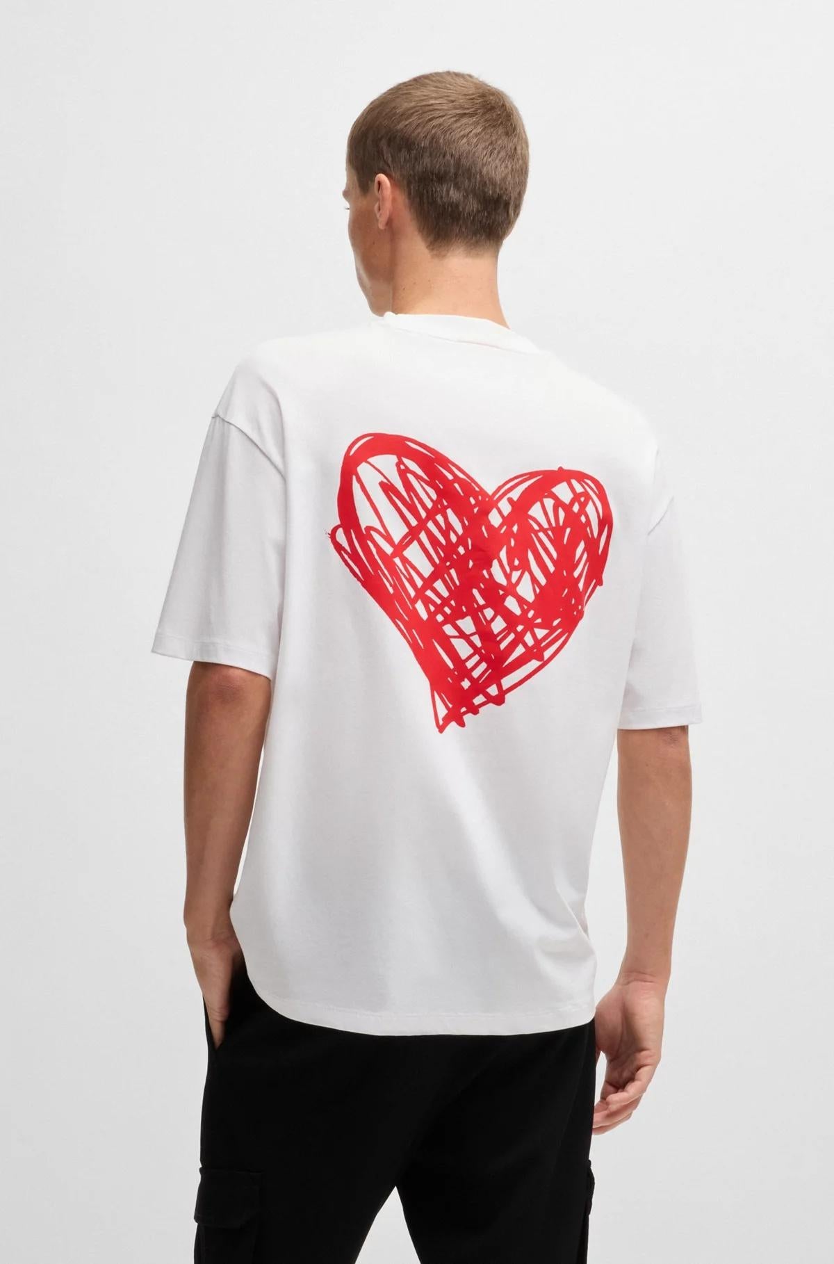 T-shirt in jersey di cotone con grafica con cuore 50530557 100 HUGO 