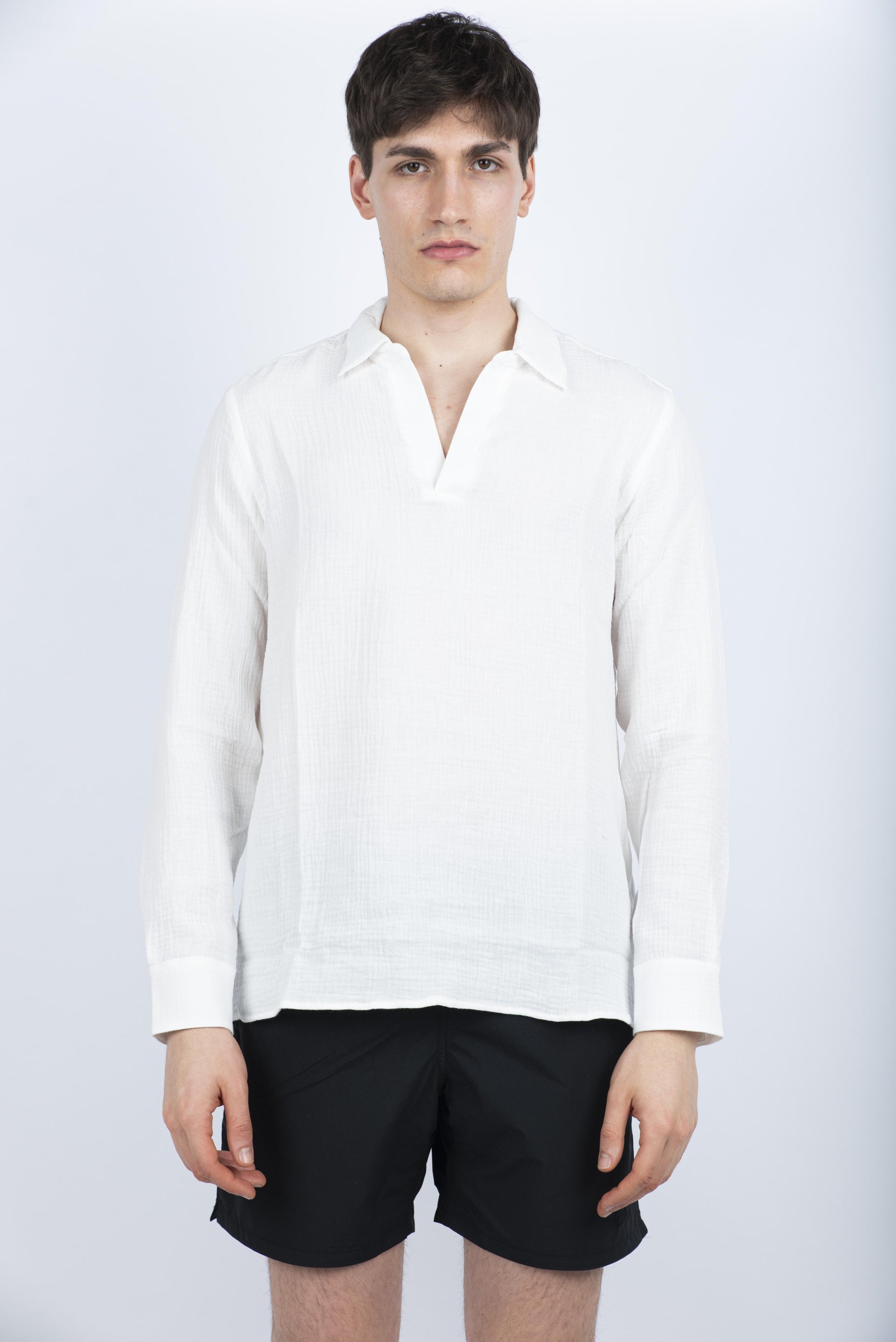 Polo Ventotene in garza di cotone bianco VNT0001 01185H MC2 SAINT BARTH 