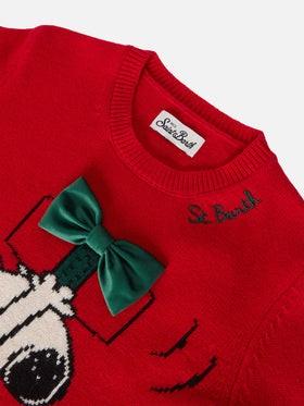 Girocollo Princess in misto cashmere con jacquard Snoopy con applicazione fiocco velluto PRC0001 02260I MC2 SAINT BARTH 