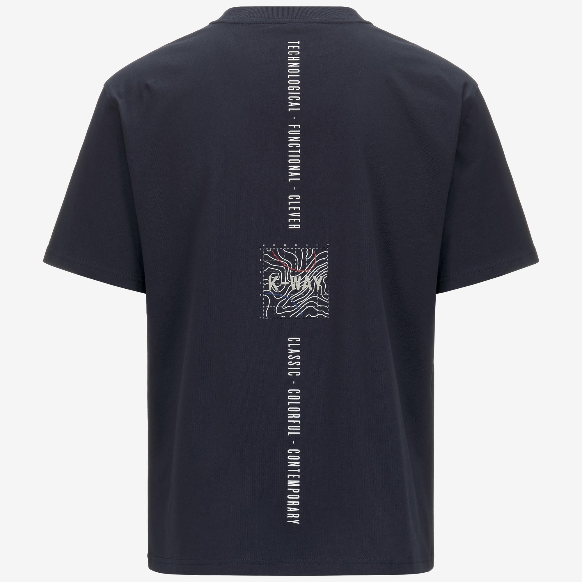 T-shirt casual da uomo blu in cotone con stampa grafica K3138PW K89 K-WAY 