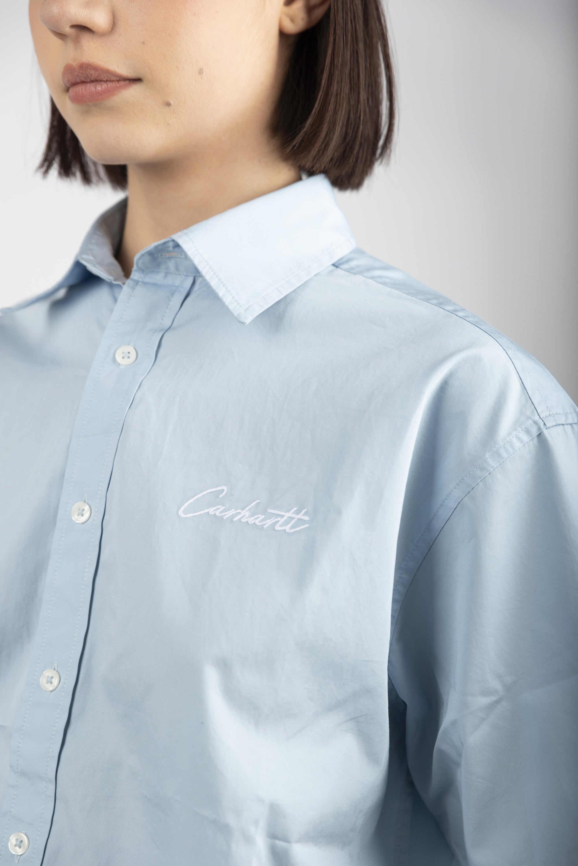Camicia Women's S/S Jaxon Shirt air sky white  I033080 2QBXX CARHARTT WIP 