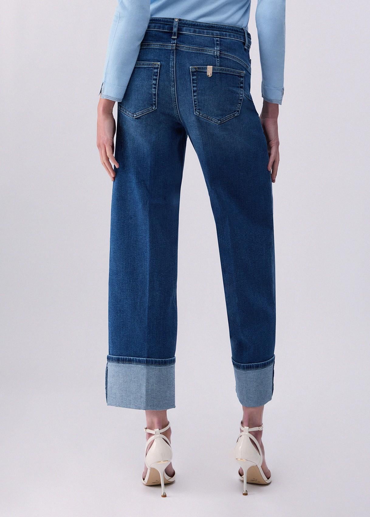 Jeans cropped con risvolto UA6161D0264 78899 LIU JO BLUE DENIM 