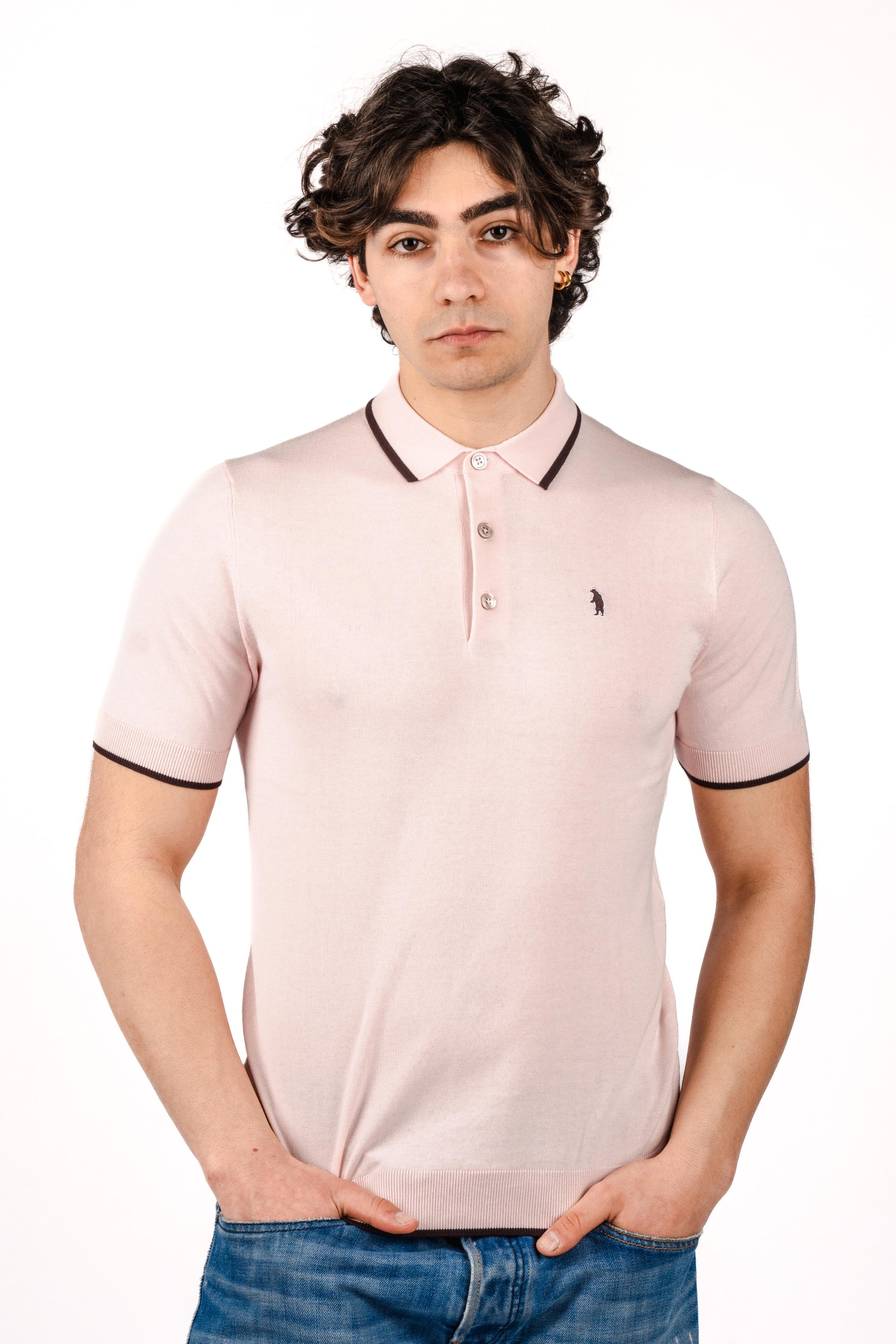 Polo con dettagli a contrasto R5012M261 PINK REFRIGUE 