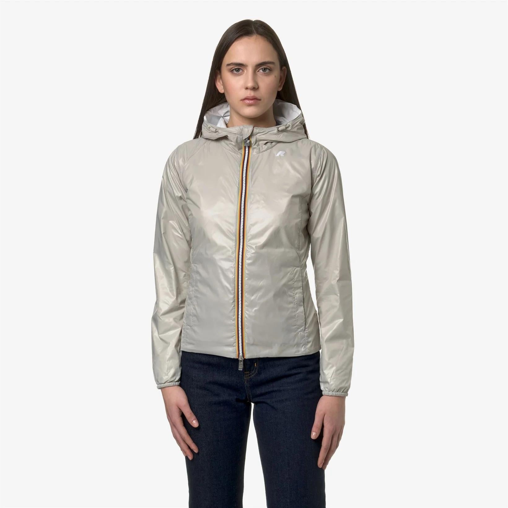 Giacca Corta Lily Plus.2 Reversibile impermeabile donna bianco beige K41317W AOM K-WAY 